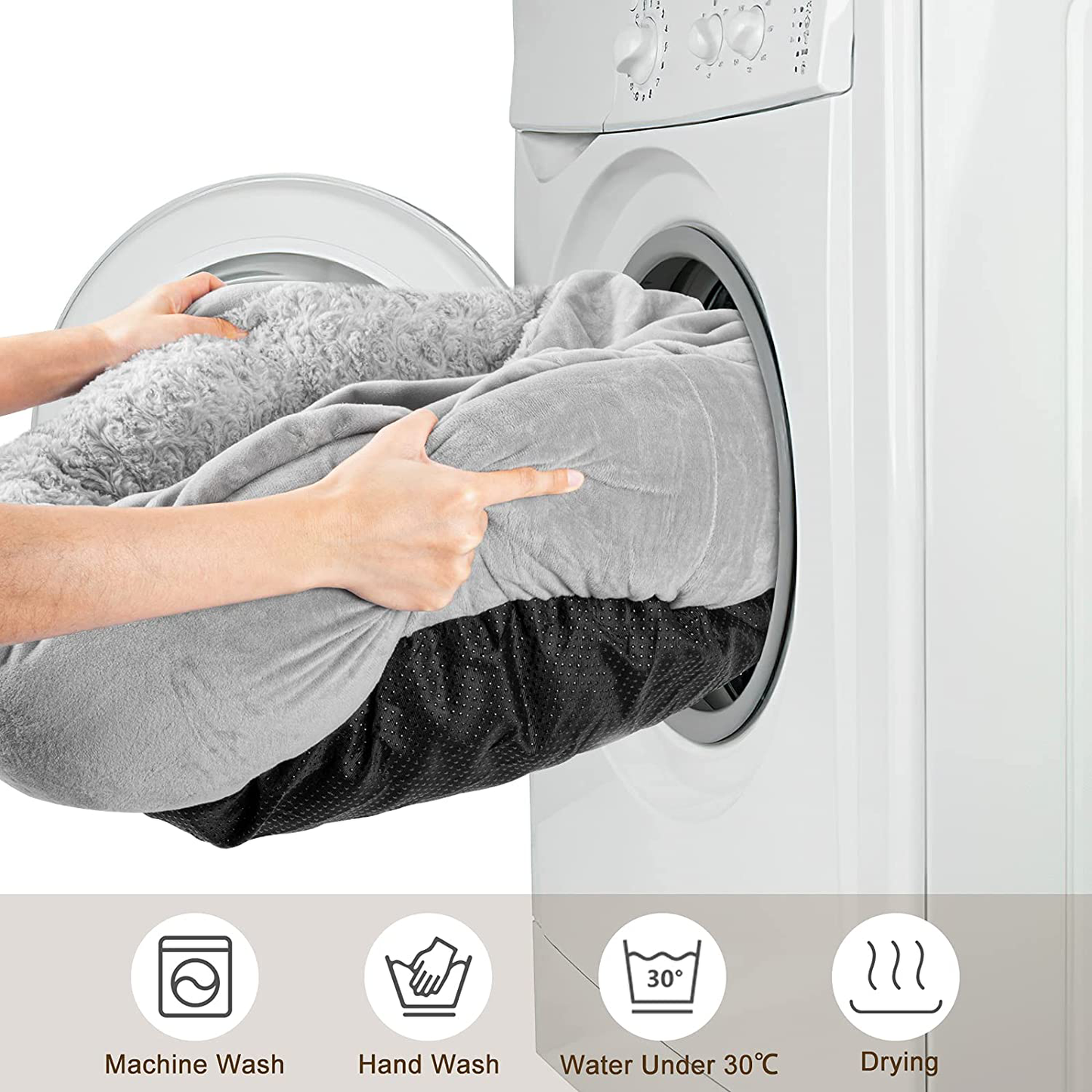 JOEJOY Small Dog Bed Cat Bed with Hooded Blanket, Cozy Cuddler Luxury Orthopedic Puppy Pet Bed, Donut round Calming Anti-Anxiety Dog Burrow Cat Cave - Anti-Slip Bottom and Machine Washable 23 Inch Animals & Pet Supplies > Pet Supplies > Cat Supplies > Cat Beds JOEJOY