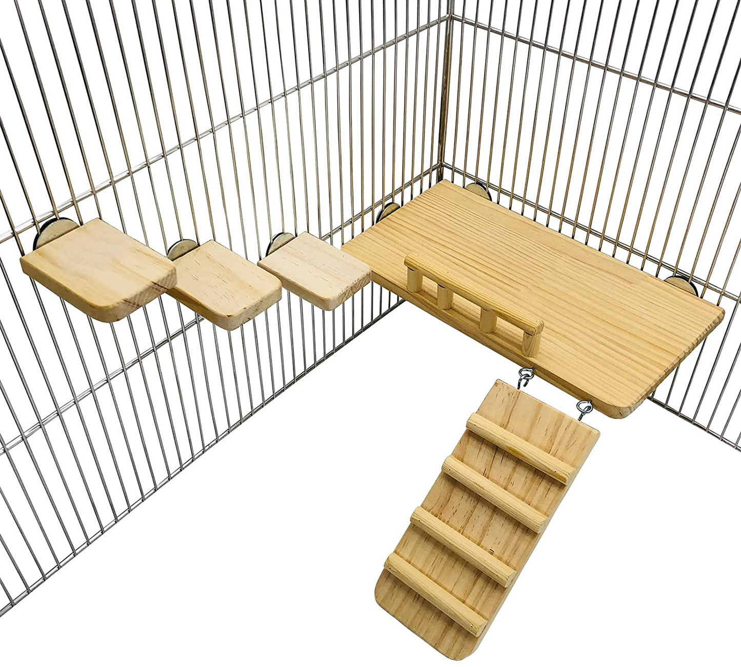 CAREUPET Squirrel Hamster Wooden Platform Jumping Board Climbing Ladder,Bird Perches Cage Toys,Natural Wooden Gerbil Standing Platform, Chinchilla Cage Accessories Animals & Pet Supplies > Pet Supplies > Bird Supplies > Bird Ladders & Perches CAREUPET