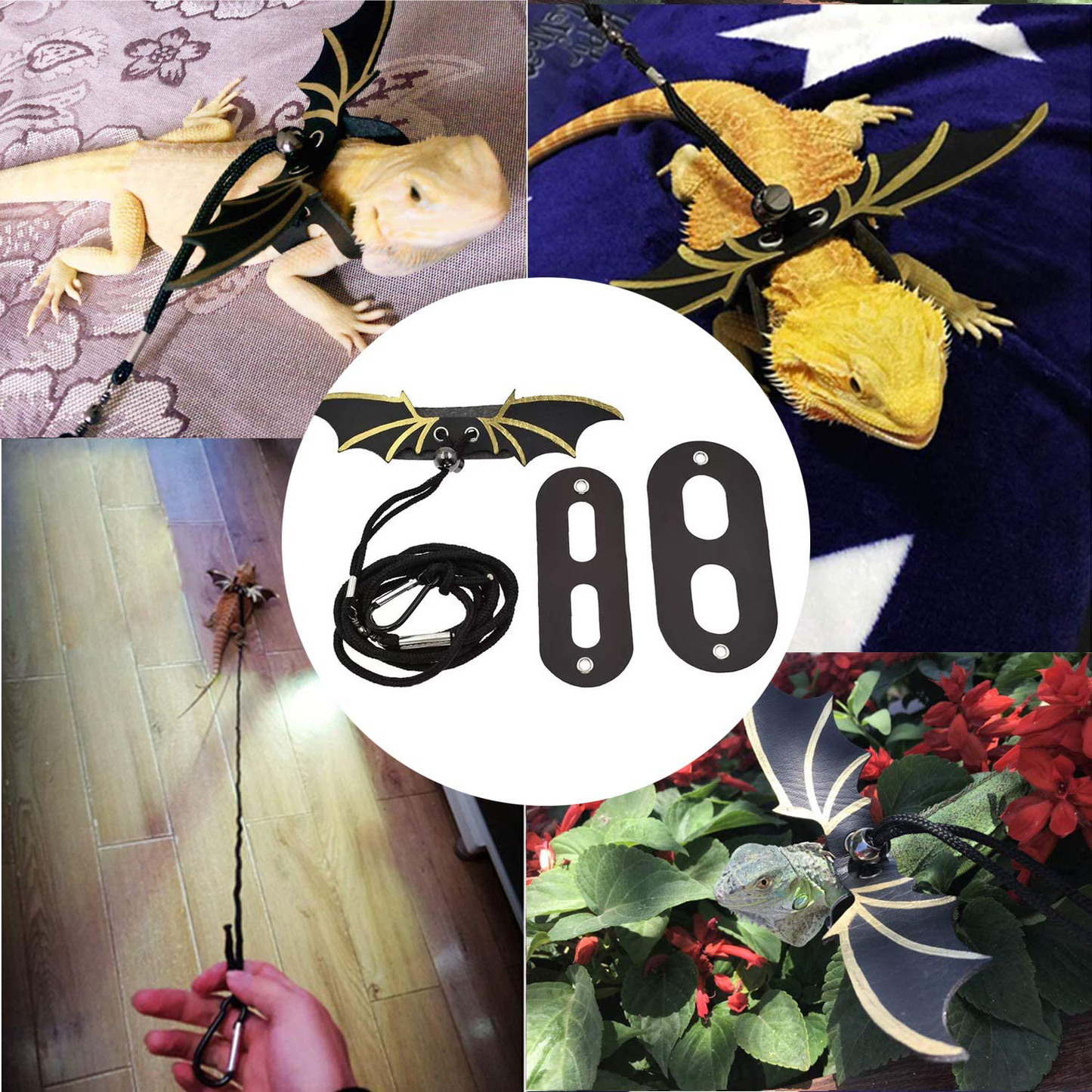 Bearded Dragon Harness and Leash Adjustable (S, M, L, 3 Pack), Berdid Dragon Accessories - Soft Leather Reptile Lizard Leash with Cool Wings for Amphibians, Iguana, Leopard Gecko and Small Pet Animals Animals & Pet Supplies > Pet Supplies > Reptile & Amphibian Supplies > Reptile & Amphibian Substrates CHICKUSTORE