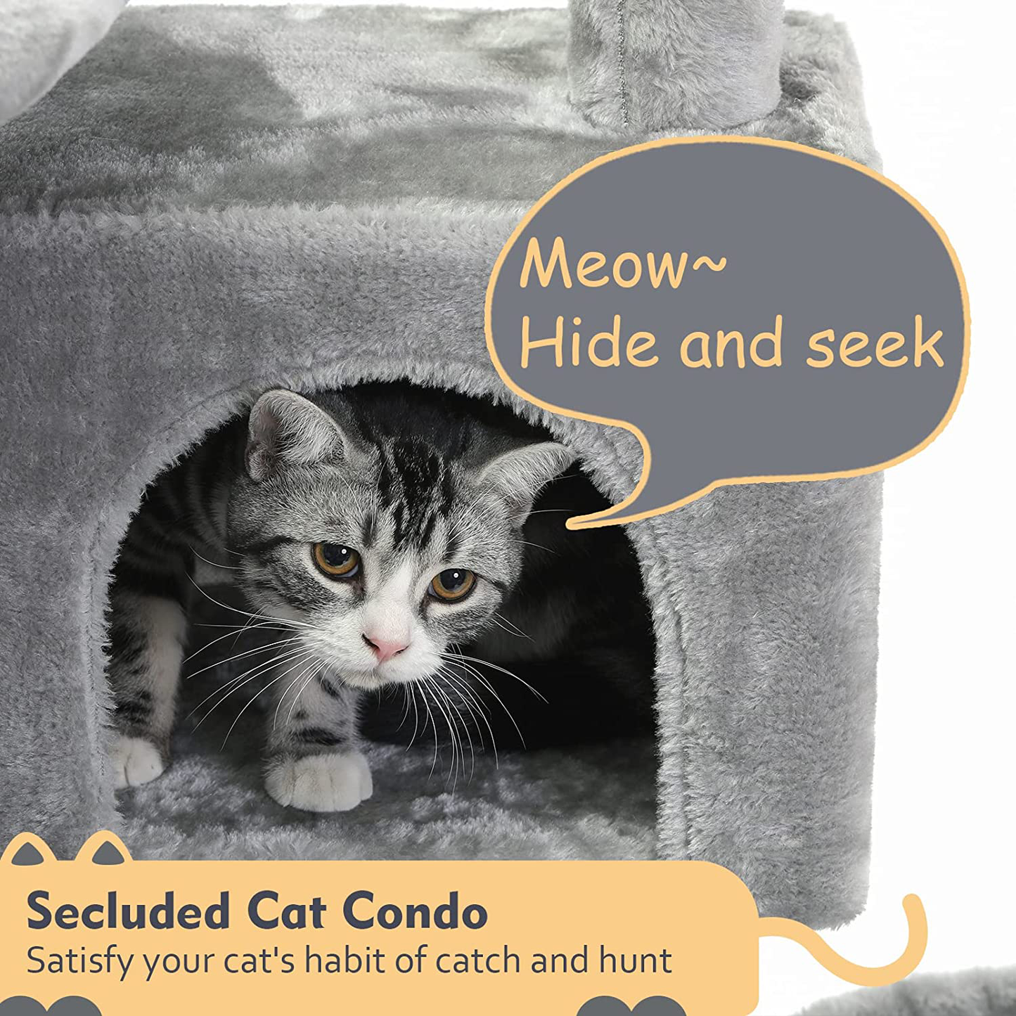 SUPERJARE Cat Tree Condo Furniture with Scratching Posts, Plush Cozy Perch and Dangling Balls, Multi-Level Kitten Tower Animals & Pet Supplies > Pet Supplies > Cat Supplies > Cat Furniture SUPERJARE