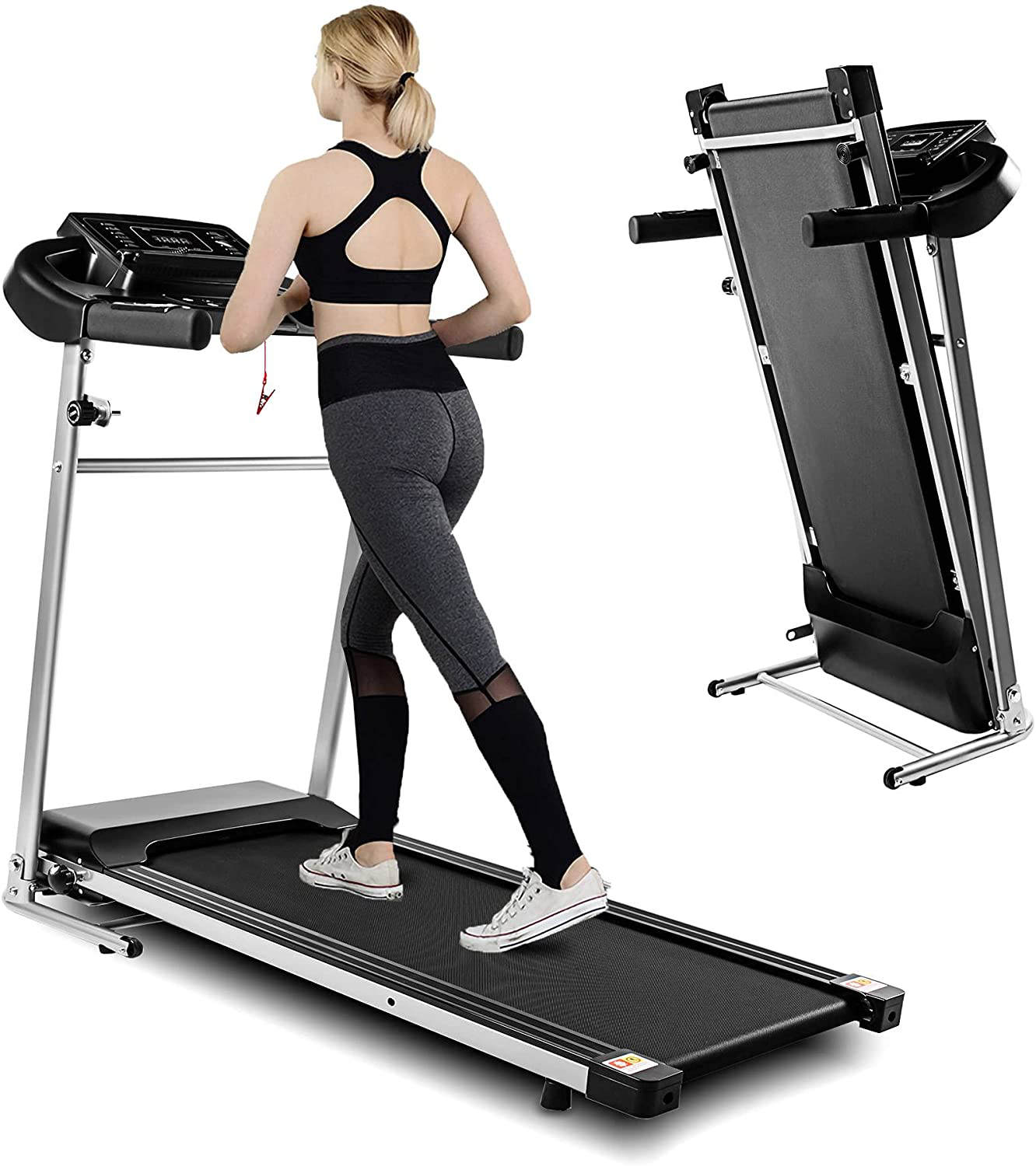 Treadmill,Treadmills for Home, 2.5HP Portable Foldable Treadmill with 15 Pre Set Programs and LED Display Panel Animals & Pet Supplies > Pet Supplies > Dog Supplies > Dog Treadmills Anwick silver