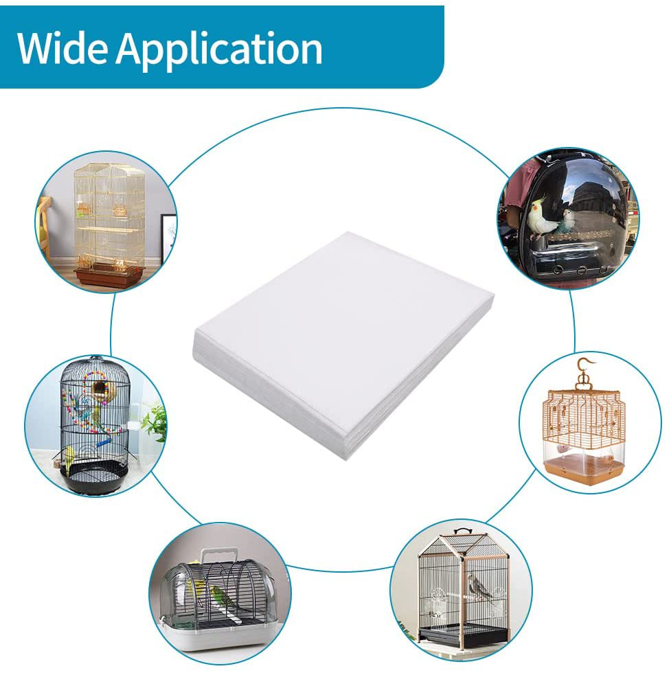 RUBY.Q Bird Cage Liner Papers, Non-Woven Bird Cage Liners, 100 Sheets Precut Absorbent Bird Cage Paper Liners Pet Animal Cages Cushion for Bird Parrot Animals & Pet Supplies > Pet Supplies > Small Animal Supplies > Small Animal Habitats & Cages RUBY.Q