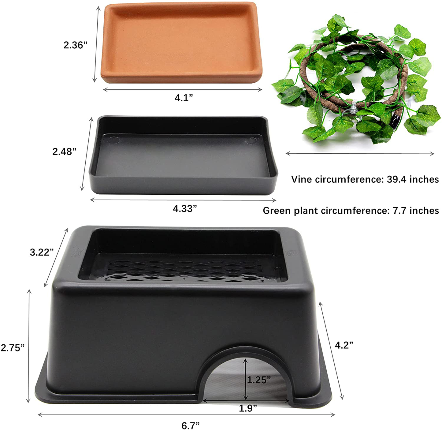 PETWAKEY-ST Reptile Hideout Box,Sink Humidifier Gecko Hide Hut Cave Accessories & Vine Habitat Decor for Small Snake Spiders Frog Turtles Lizards Turtles Animals & Pet Supplies > Pet Supplies > Reptile & Amphibian Supplies > Reptile & Amphibian Habitat Accessories PETWAKEY-ST