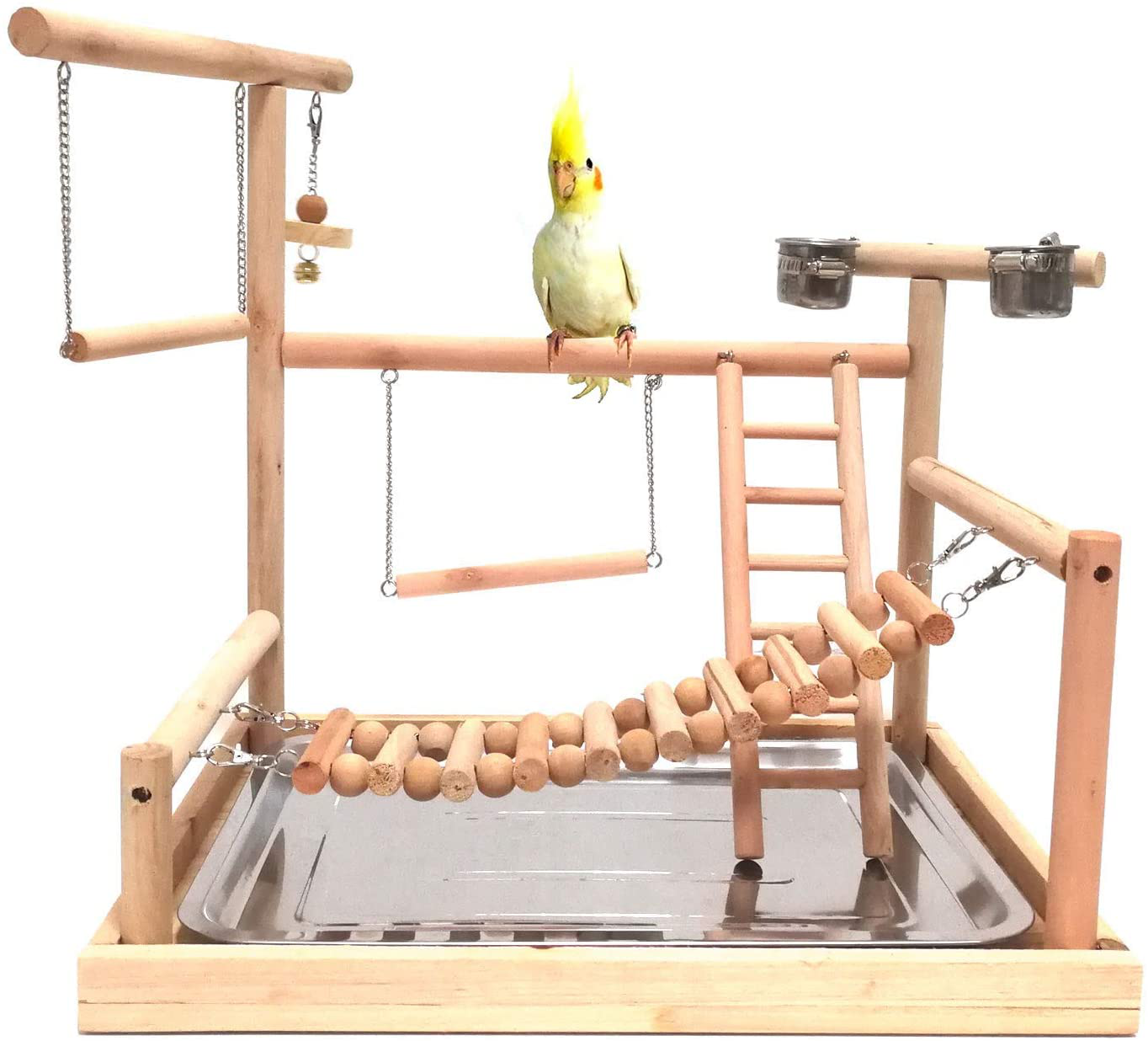 Mrli Pet Bird Perch Platform Stand Wood for Small Animals Parrot
