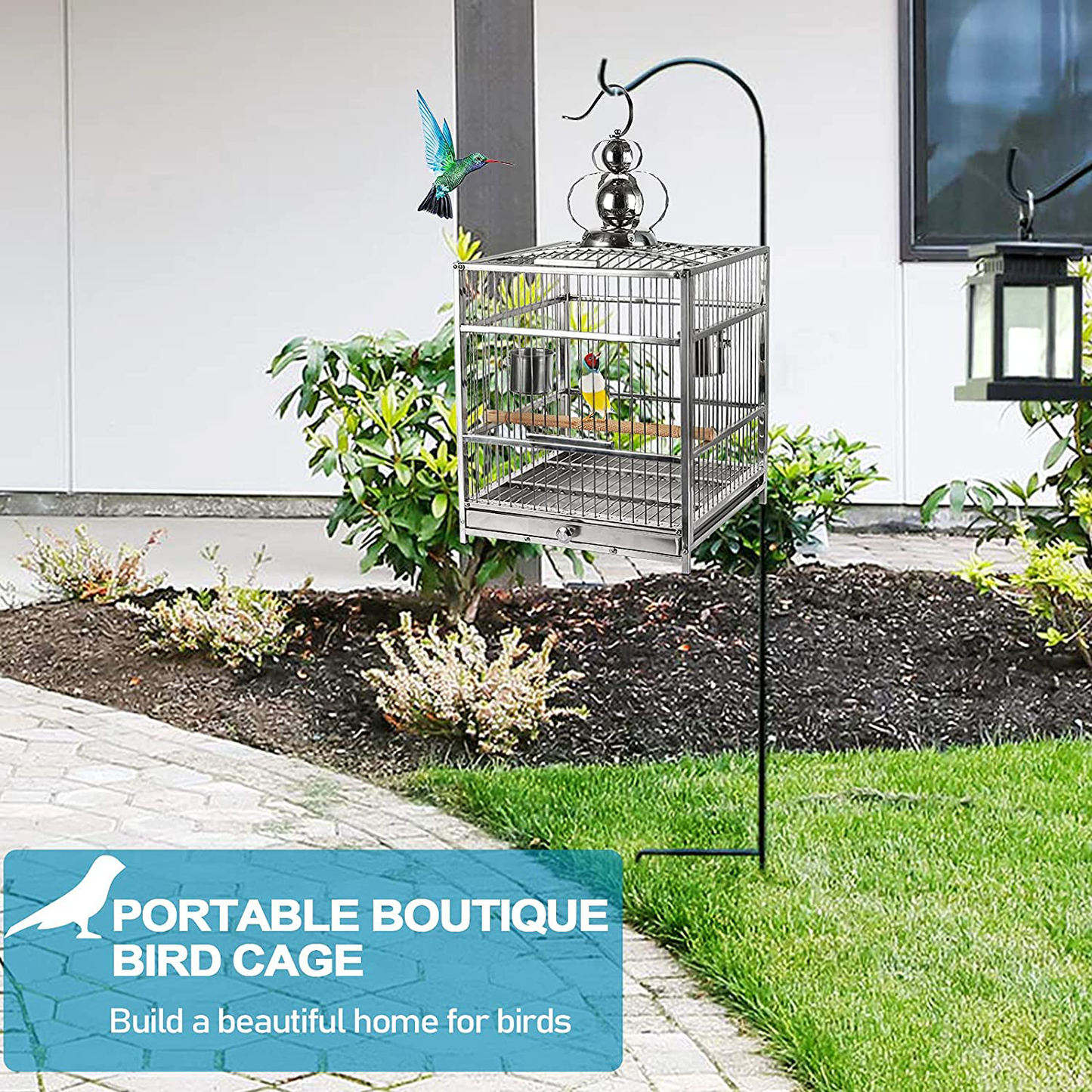 Lilithye Hanging Bird Cage Parakeet Cage Accessories Outdoor Pet Bird Travel Cages Perches with Stand for Conure Canary Parekettes Macaw Finch Cockatoo Budgie Cockatiels Animals & Pet Supplies > Pet Supplies > Bird Supplies > Bird Cage Accessories Lilithye