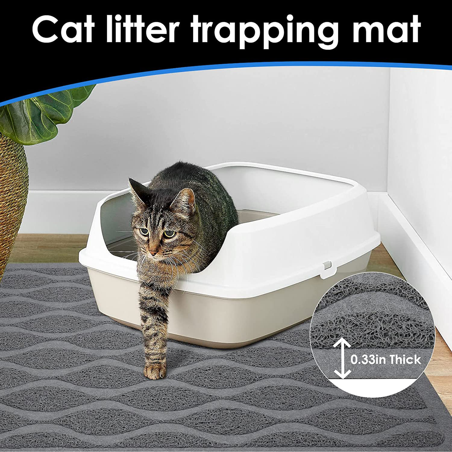 UPSKY Cat Litter Mat, Large Cat Litter Trapping Mat Scatter Control Goes under Litter Box Mat, Multi-Use Waterproof & Non-Slip Kitty Litter Mat, Pet Feeding Mat, Door Mat. (35" X 23") Animals & Pet Supplies > Pet Supplies > Cat Supplies > Cat Litter Box Mats UPSKY