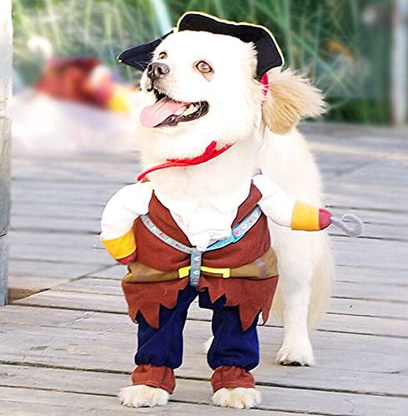 Idepet New Funny Pet Clothes Pirate Dog Cat Costume Suit Corsair Dressing up Party Apparel Clothing for Cat Dog plus Hat Animals & Pet Supplies > Pet Supplies > Cat Supplies > Cat Apparel Idepet