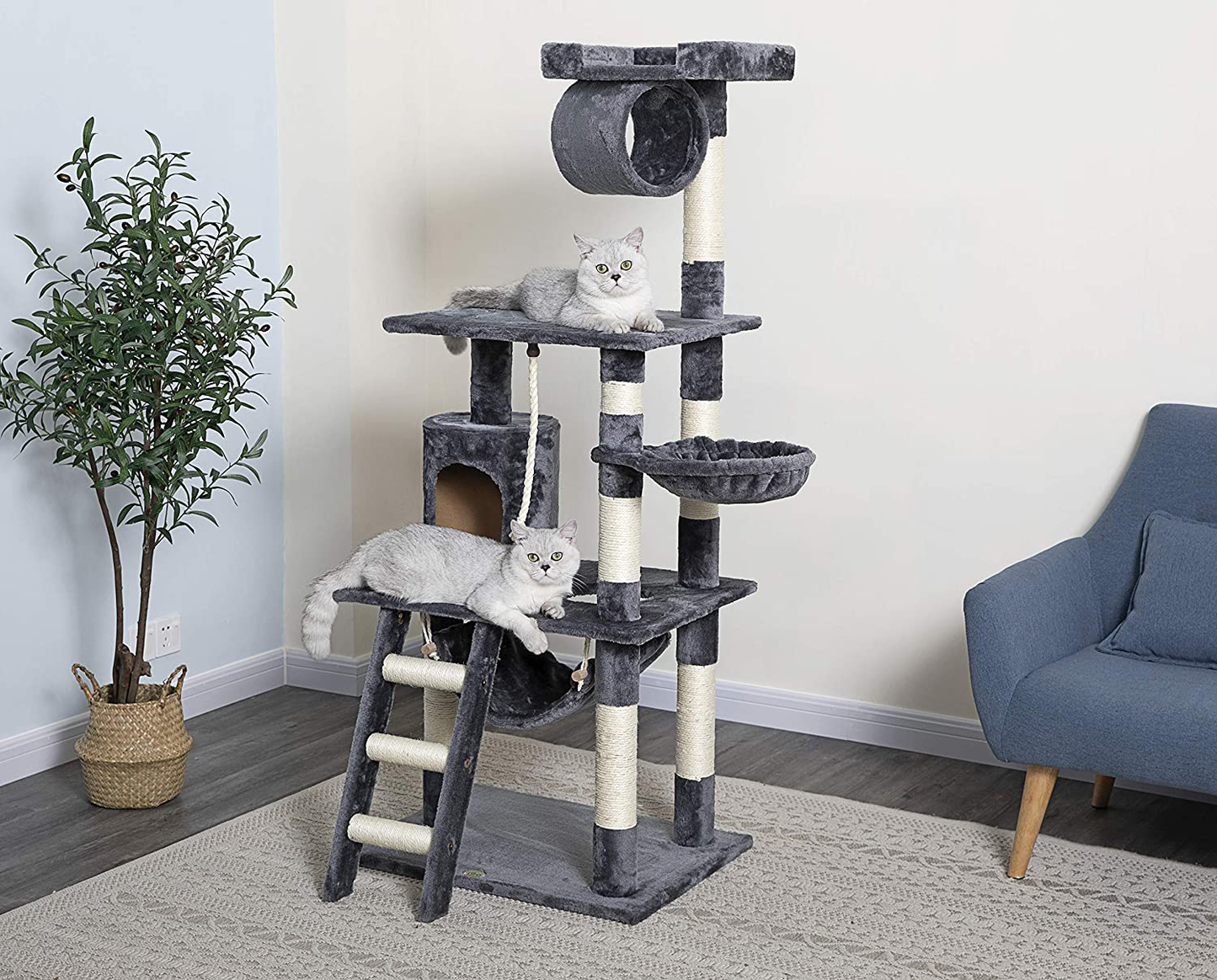 Go Pet Club 62-Inch Cat Tree Animals & Pet Supplies > Pet Supplies > Cat Supplies > Cat Furniture Go Pet Club Gray