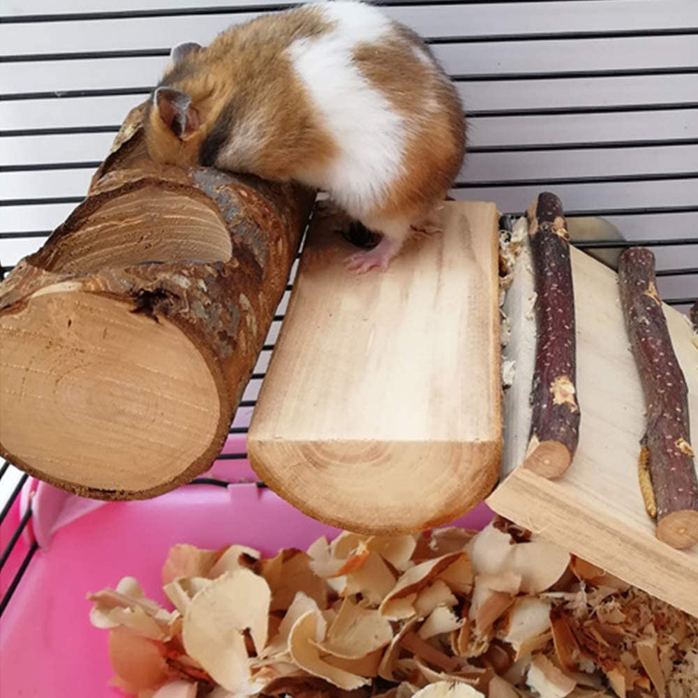 BILLIOTEAM 4 Pack Natural Wood Bird Perch Parrot Stand Branches Fork Toys,Pet Bird Cage Wooden Hanging Perch Platform Hammock Swing Toy for Small Parakeets,Budgies,Cockatiels,Conures,Macaws,Finches Animals & Pet Supplies > Pet Supplies > Bird Supplies > Bird Ladders & Perches BILLIOTEAM