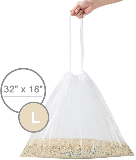 Wellap Cat Litter Box Liners Jumbo (43" X 21" Etc. 8 Sizes) Durable 30/40 Count Drawstring Kitty Litter Bags Animals & Pet Supplies > Pet Supplies > Cat Supplies > Cat Litter Box Liners wellap