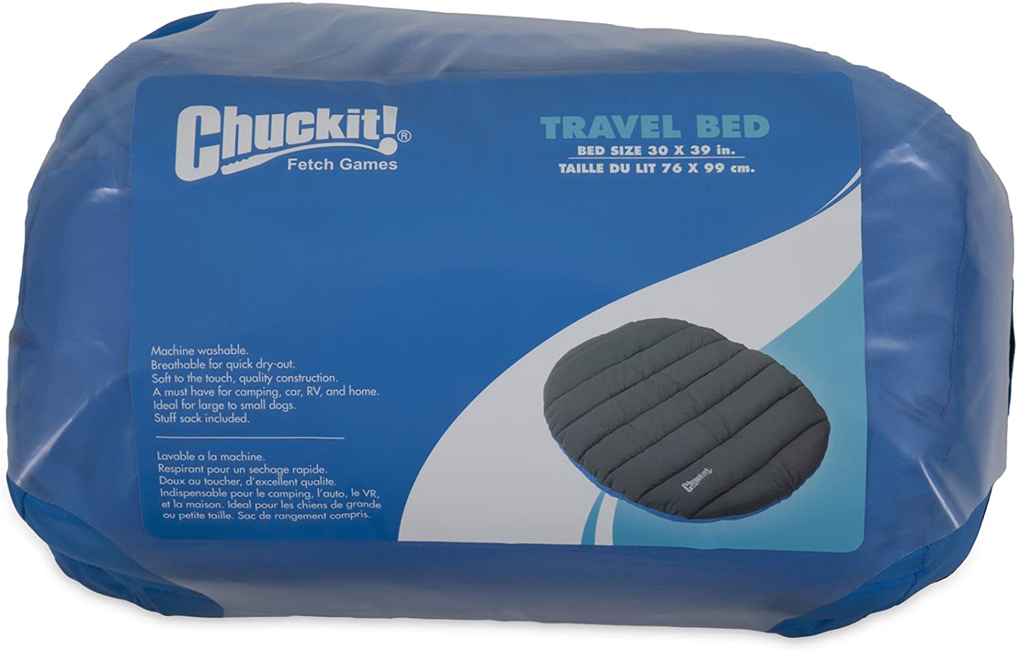Chuckit! Travel Pillow Bed, One Size, Blue and Grey Animals & Pet Supplies > Pet Supplies > Dog Supplies > Dog Beds Canine Hardware