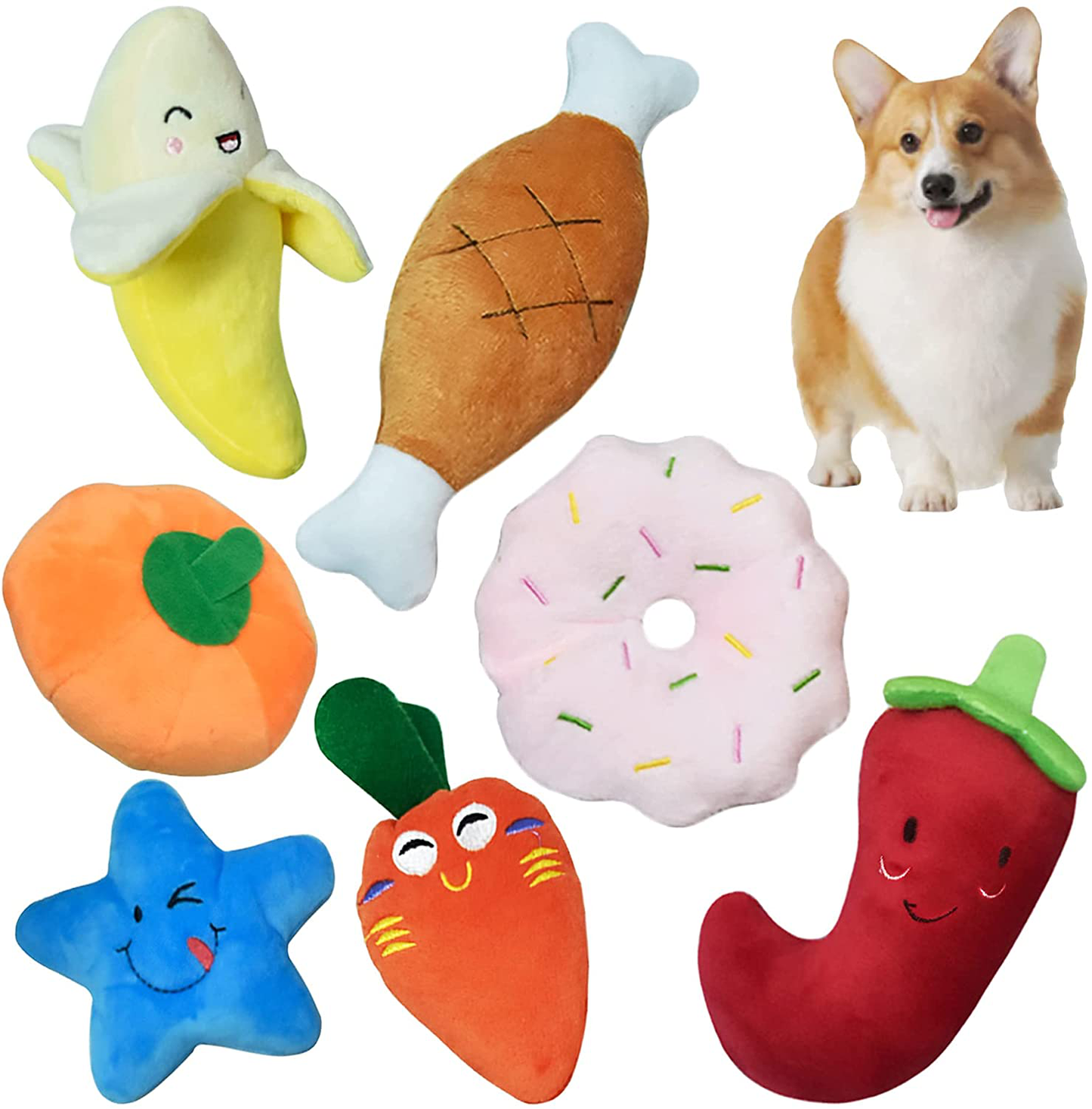 Live2Pedal Squeaky Dog Toys, Puppy Toys, Cute Doy Chew Toy for Medium and Small Dogs, Soft Plush Pet Toys with Squeakers Animals & Pet Supplies > Pet Supplies > Dog Supplies > Dog Toys Live2Pedal 7 Pack