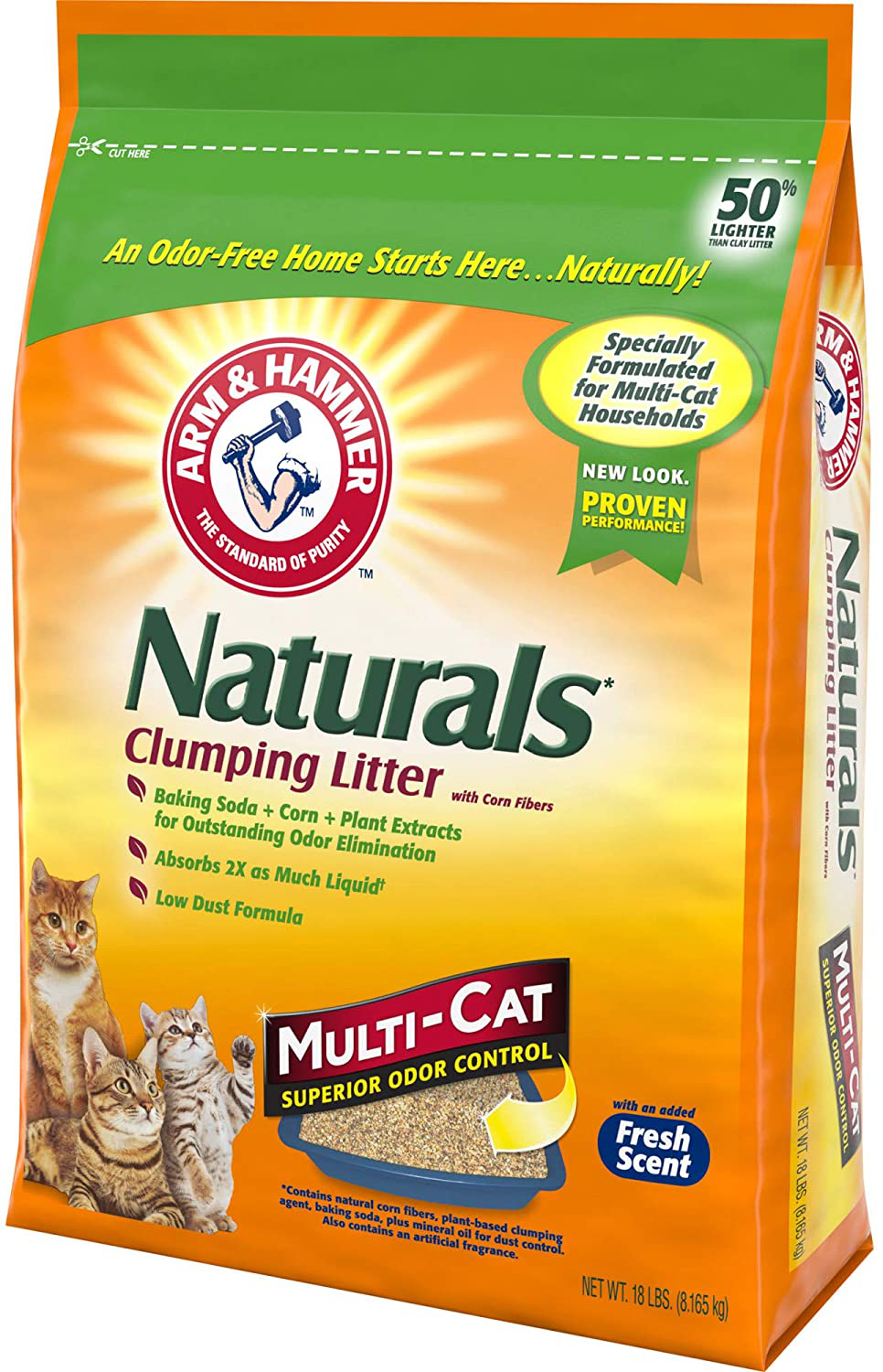 ARM & HAMMER Naturals Cat Litter, Multi Cat, 18Lb Bag Animals & Pet Supplies > Pet Supplies > Cat Supplies > Cat Litter Arm & Hammer