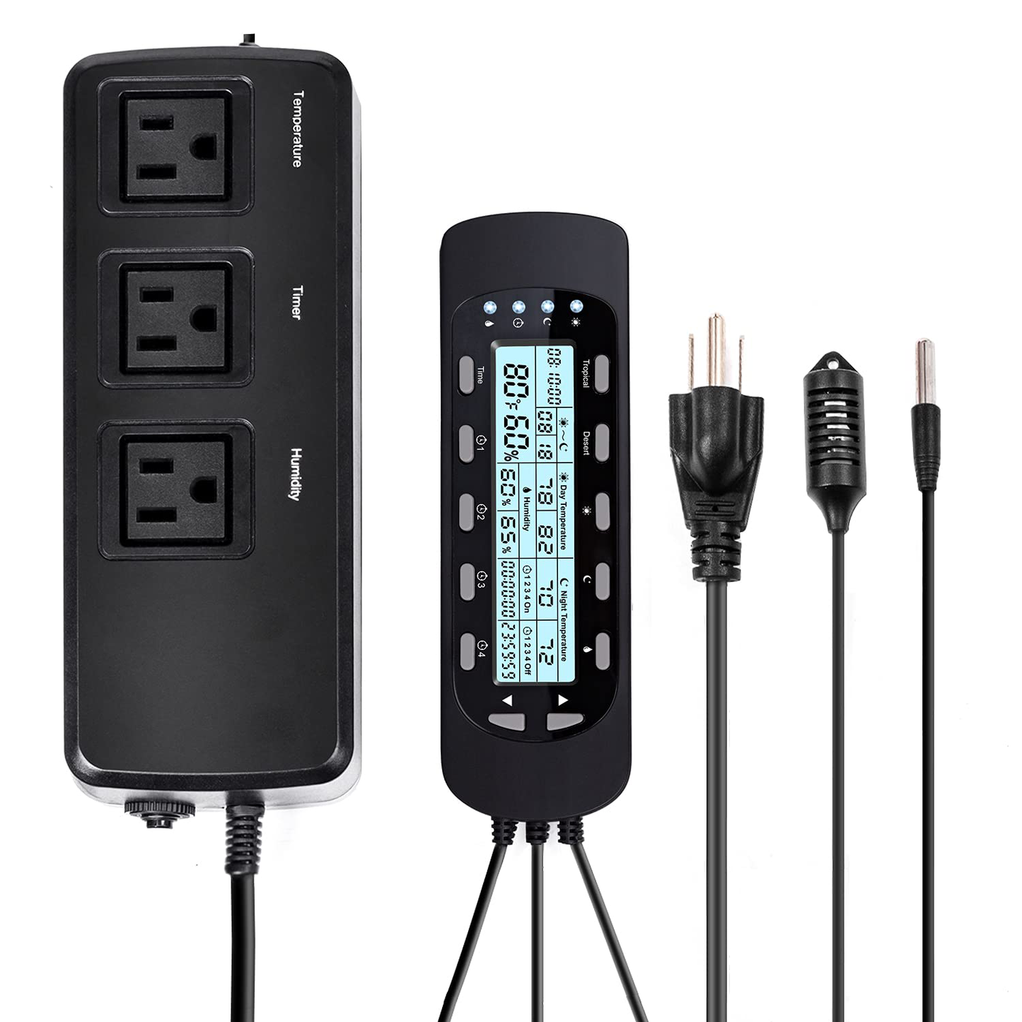 REPTI ZOO Reptile Thermostat Digital Outlet Temperature Timer Troptical or Desert Mode with Day Night Control for Aquarium Reptiles Terrarium Humidistat Mushroom Fermentation,Easy Setup (THC16) Animals & Pet Supplies > Pet Supplies > Small Animal Supplies > Small Animal Habitat Accessories REPTI ZOO 3 In 1 Temperature, Humidity&Timer