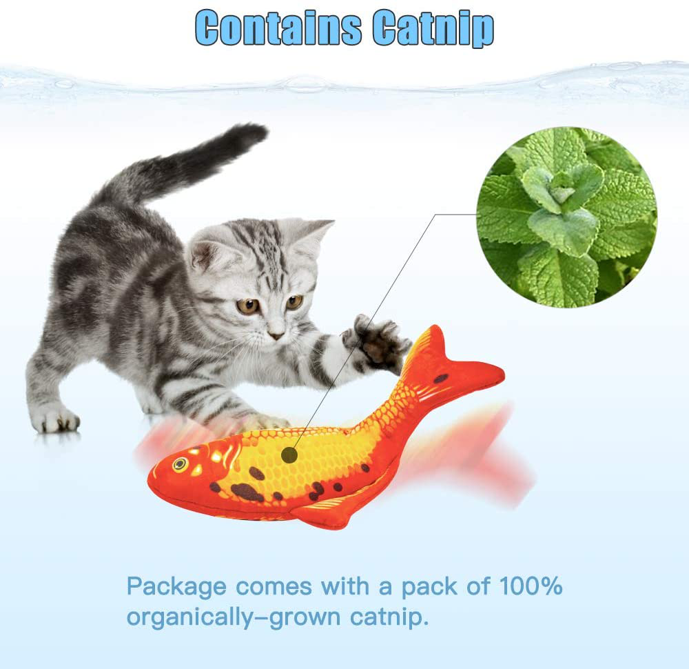 TOOGE 2 Pack 11" Electric Moving Fish Cat Toy Realistic Interactive Flopping Fish Cat Kicker Catnip Toys for Indoor Cats Pets Kitten Animals & Pet Supplies > Pet Supplies > Cat Supplies > Cat Toys TOOGE