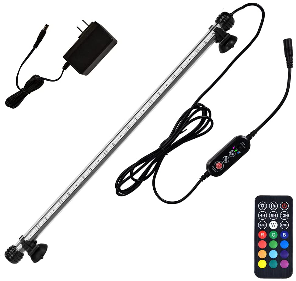 FINEIAM 15" Submersible LED Aquarium Light Build in Timer,Multicolor Fish Tank Light with Remote Control,13 Colors Brightness Adjustable Waterproof Strip,Auto Turn On/Off Day/Night Cycle for Plants,7W Animals & Pet Supplies > Pet Supplies > Fish Supplies > Aquarium Lighting FINEIAM 19"(Timer,RGB Color Changing,27LED)
