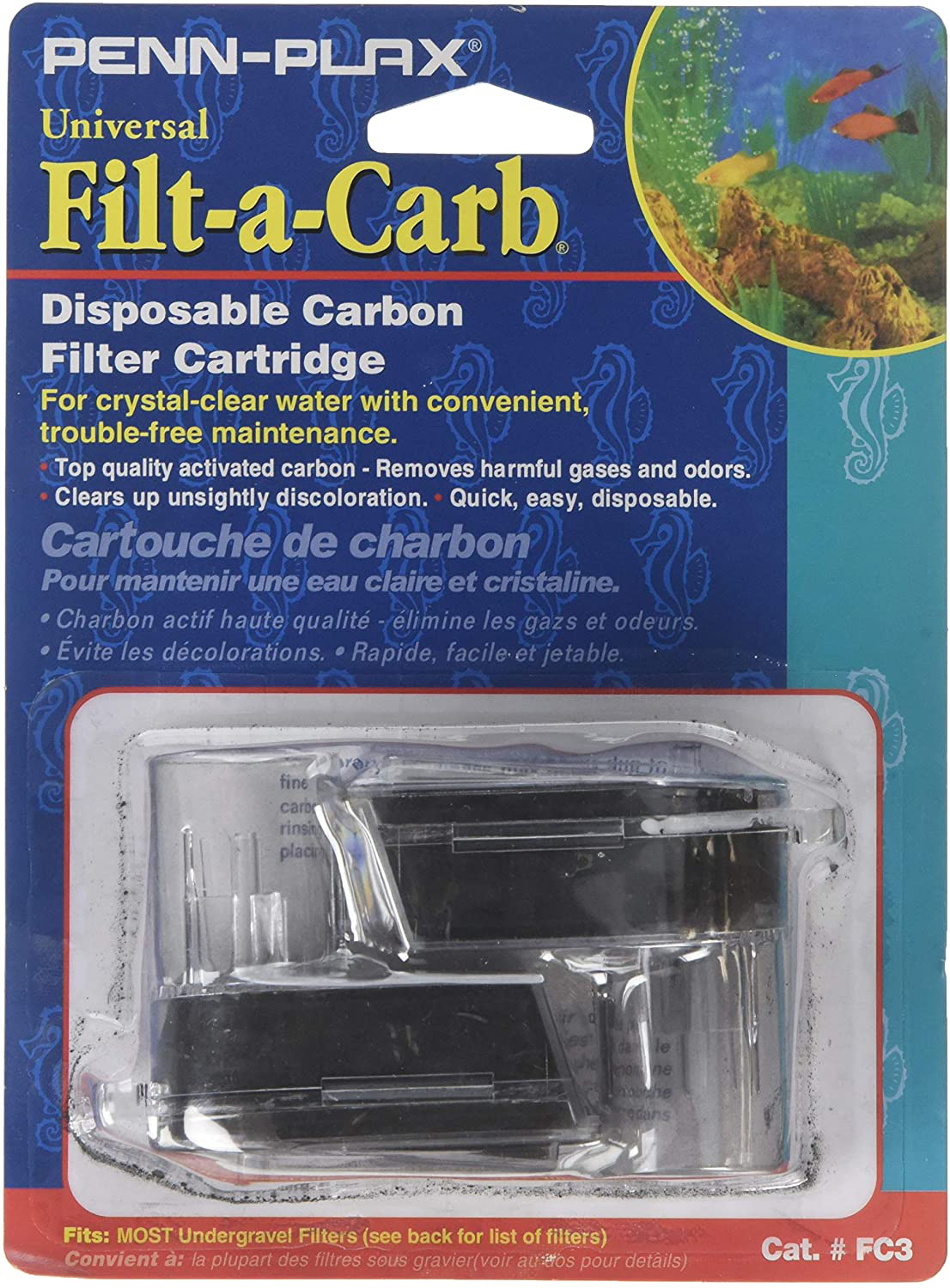Penn-Plax Filt-A-Carb Replacement Activated Carbon Media Cartridges (2 Pack) – Provides Chemical Filtration to Freshwater and Saltwater Aquarium Setups Animals & Pet Supplies > Pet Supplies > Fish Supplies > Aquarium Filters Penn-Plax Multi-Pore and Undergravel “E” Filters
