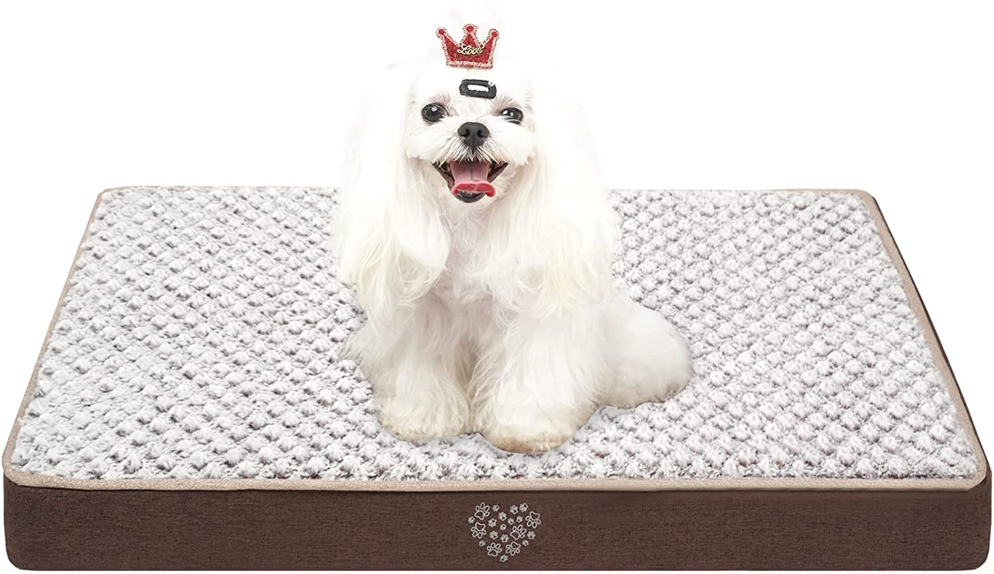 VANKEAN Stylish Reversible Dog Mat (Warm and Cool), Waterproof Inner Lining, Removable Machine Washable Cover, Plush Dog Mattress for Joint Relief Dog Bed for Crate, Coffee Animals & Pet Supplies > Pet Supplies > Dog Supplies > Dog Beds VANKEAN S(24 x 18")