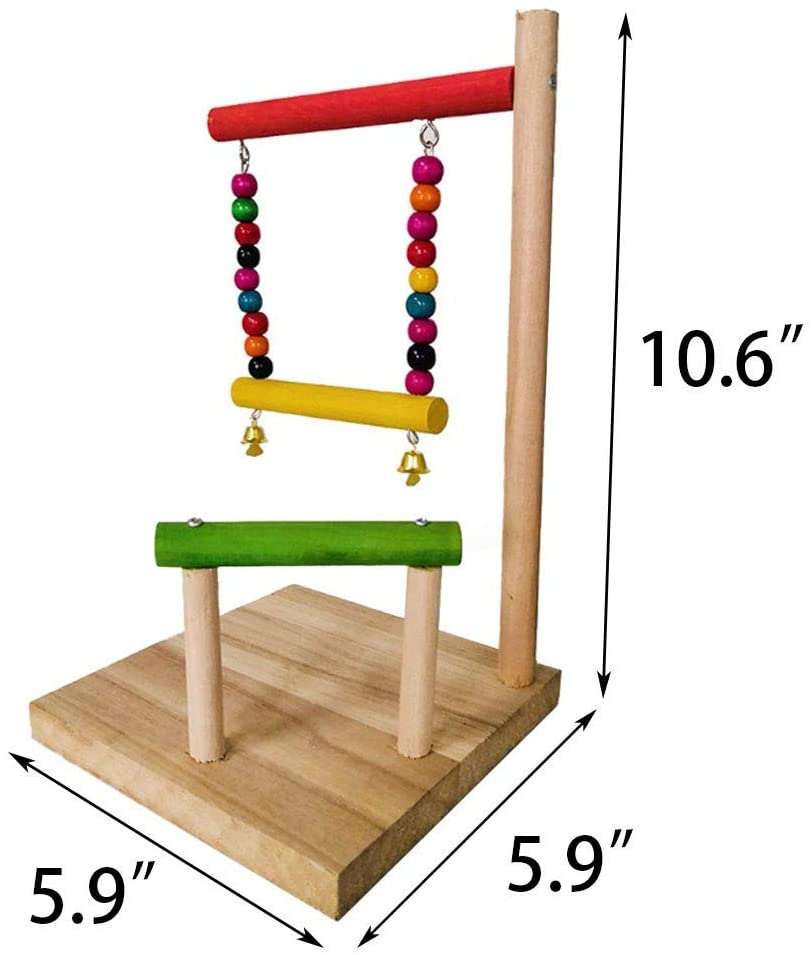 Hamiledyi Bird Stand Tabletop,Parrot Training Playground Natural Wooden Platform Hanging Swing Toys for Canary Parakeet Parrot Cockatiel Lovebird Animals & Pet Supplies > Pet Supplies > Bird Supplies > Bird Gyms & Playstands Hamiledyi