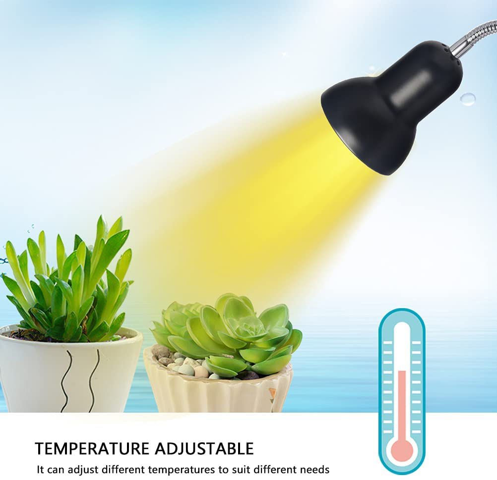 NBM Reptile Heating Lamp and Plant Lamp,Baking Spotlight with Metal Bracket and Adjustable Temperature Switch (With 2 Bulbs),Black Animals & Pet Supplies > Pet Supplies > Reptile & Amphibian Supplies > Reptile & Amphibian Habitat Heating & Lighting NBM