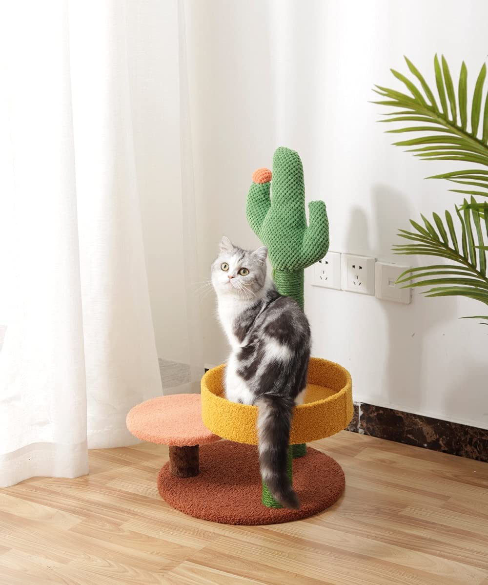 New Cactus Cat Climbing Frame Sisal Climbing Frame Sheep Fluffy Cat Litter Cat Scratch Board Cat Ball Toy Animals & Pet Supplies > Pet Supplies > Cat Supplies > Cat Furniture N\A