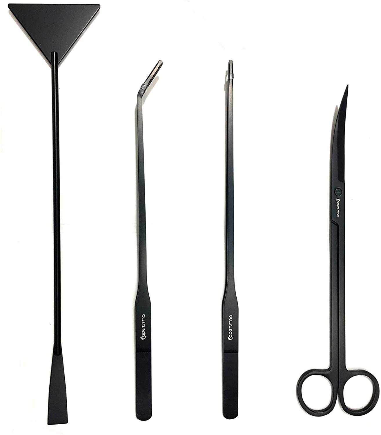 Capetsma Aquascape Tools, Long Stainless Steel Aquarium Plant Tools Aquarium Tweezers Scissors Spatula Tool Set Bonsai Kit Algae Scrapers Aquarium Cleaning Kit for Fish Tank Starter Kit Animals & Pet Supplies > Pet Supplies > Reptile & Amphibian Supplies > Reptile & Amphibian Substrates capetsma Black