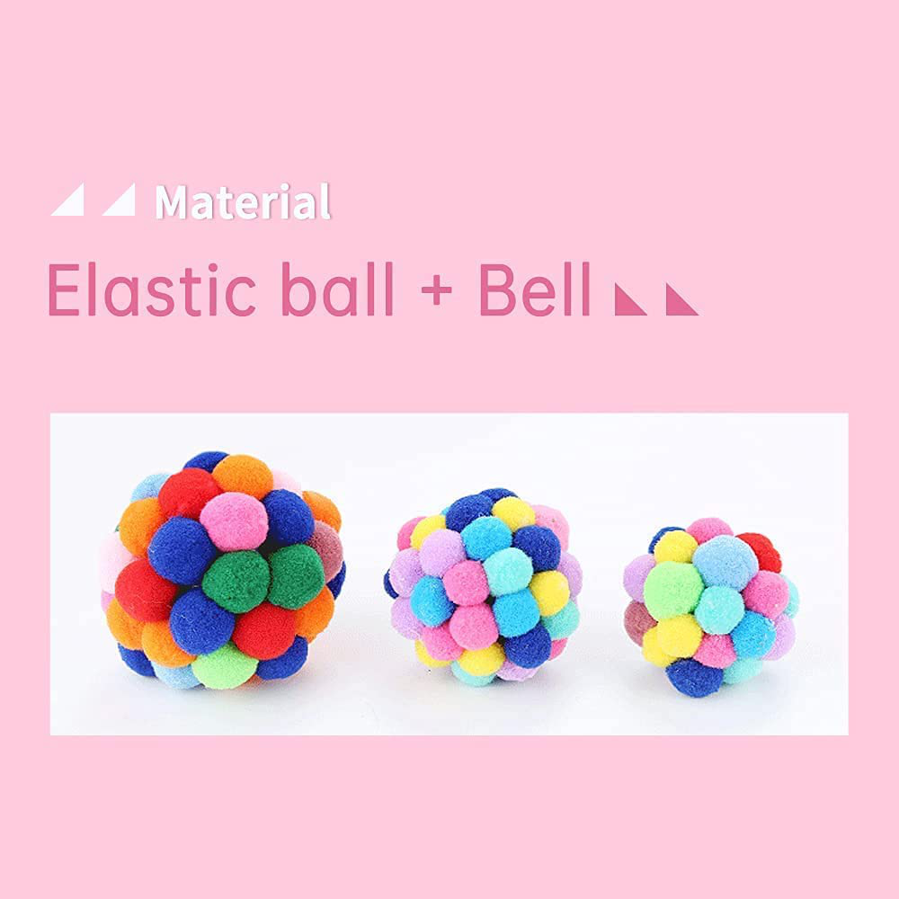 Cat Toy Balls with Bell, TUSATIY Colorful Soft Fuzzy Balls Built-In Bell for Cats, Chewing Toys Interactive Cat Toys for Indoor Cats and Kittens Animals & Pet Supplies > Pet Supplies > Cat Supplies > Cat Toys TUSATIY
