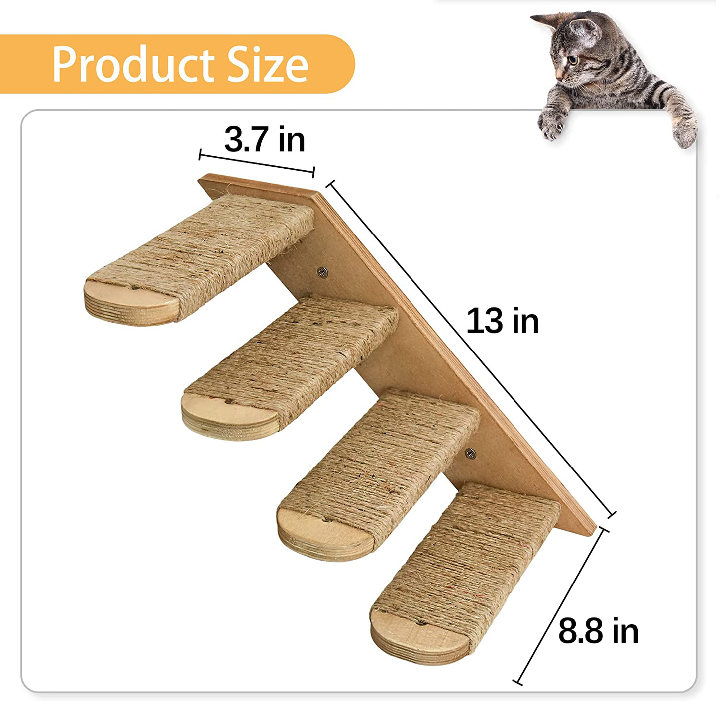 Cat Wall Shelves, Cat Wall Furniture, Cat Stairs Cat Shelves and Perches for Wall, Cat Ladder Cat Wall Steps for Scratching and Climbing, Cat Perch Wall Mounted Animals & Pet Supplies > Pet Supplies > Cat Supplies > Cat Furniture LADESIGGN
