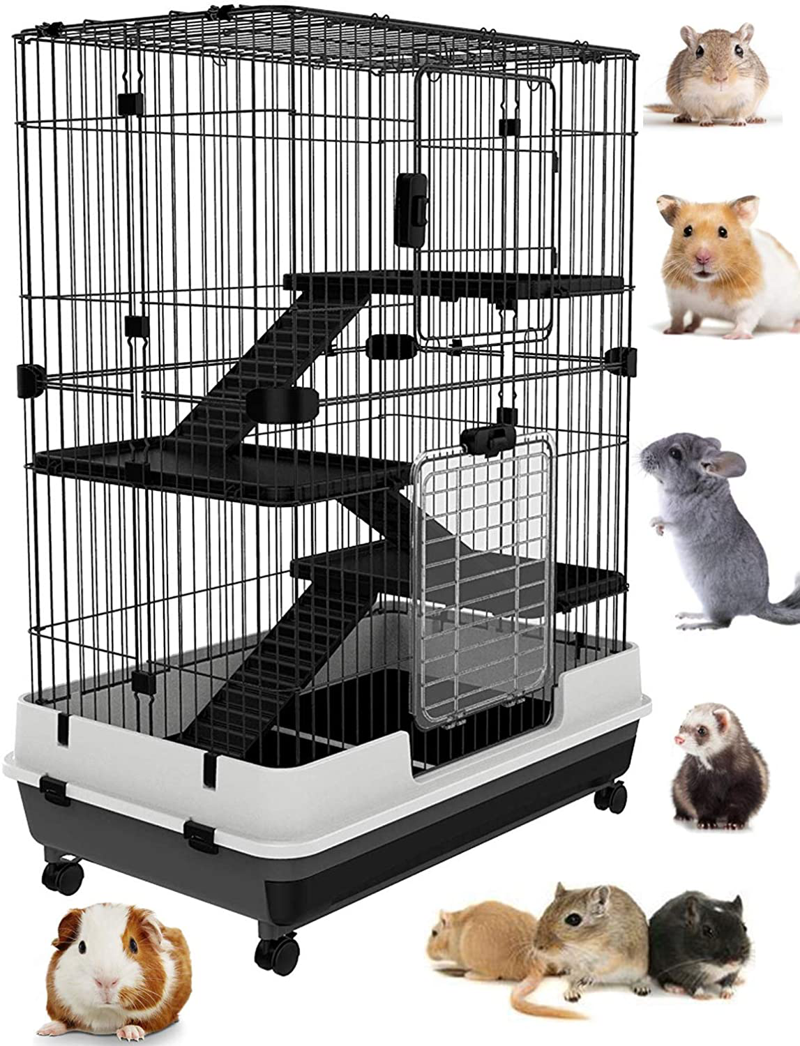 Mcage Large Deluxe Indoor/Outdoor Guinea Pig Chinchilla Ferret Squirrel Rabbit Bunny Hutch House Small Animal Critter Habitat Casters Animals & Pet Supplies > Pet Supplies > Small Animal Supplies > Small Animal Habitats & Cages Mcage