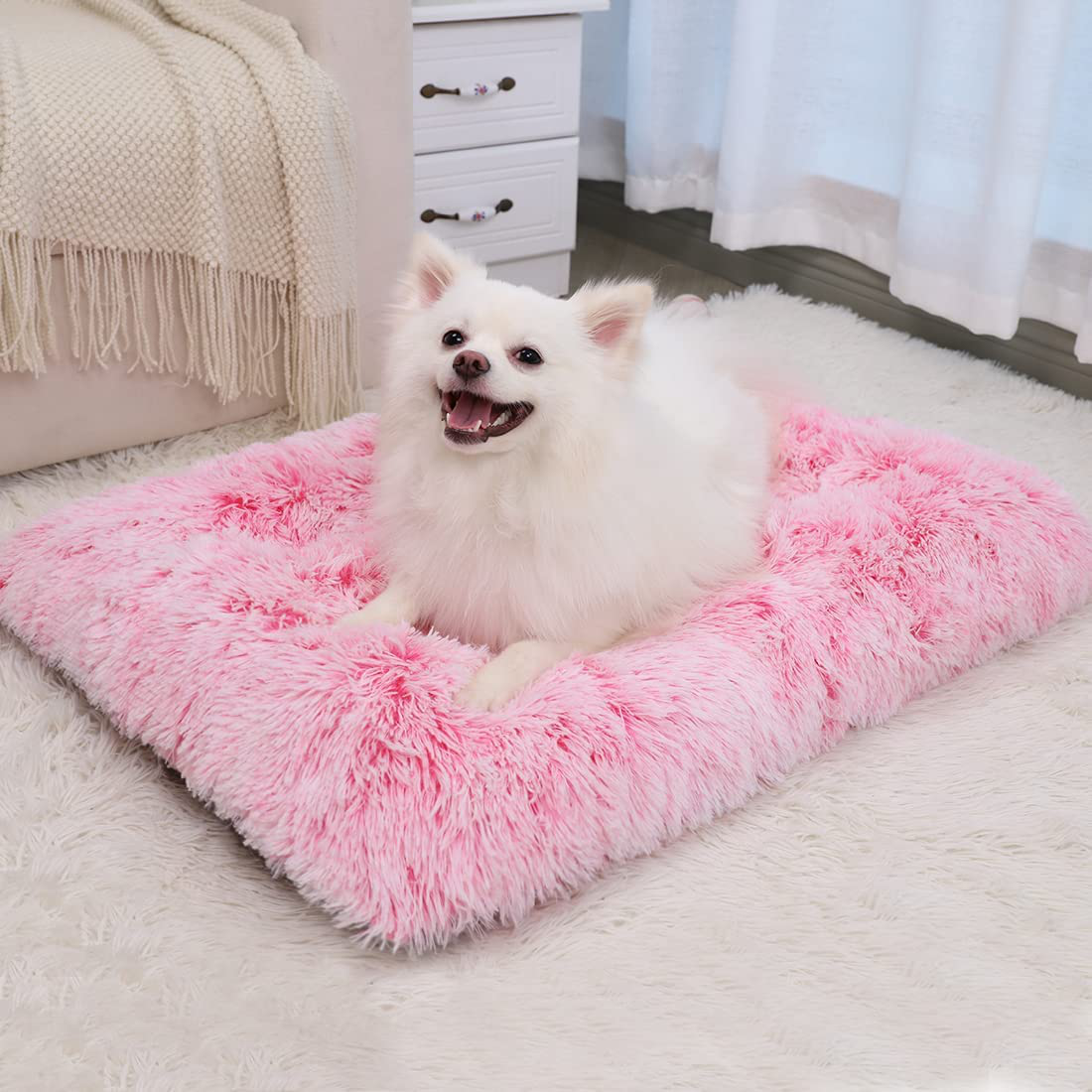 Vonabem Dog Bed Crate Pad, Deluxe Plush Soft Pet Beds, Washable Anti-Slip Dog Crate Bed for Large Medium Small Dogs and Cats,Dog Mats for Sleeping and anti Anxiety, Fulffy Kennel Pad Animals & Pet Supplies > Pet Supplies > Dog Supplies > Dog Beds Vonabem Pink 24IN(24x 18inch)