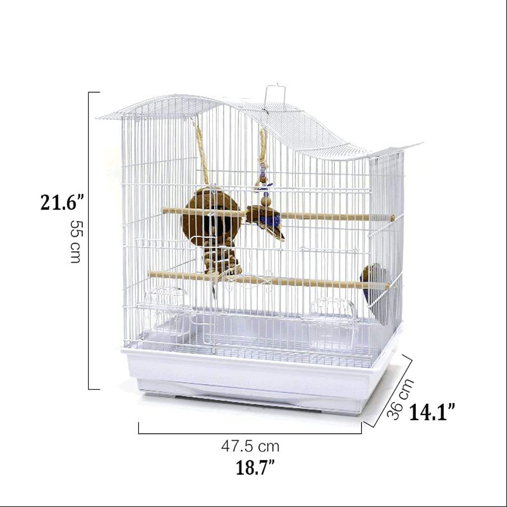 Birdcages Wrought Iron Bird Cage with Rolling Stand and Swing Ladder and Toy,Large Bird Flight Cage with Detachable Tray Handle-White Birdcage Decor Animals & Pet Supplies > Pet Supplies > Bird Supplies > Bird Cages & Stands LEGU