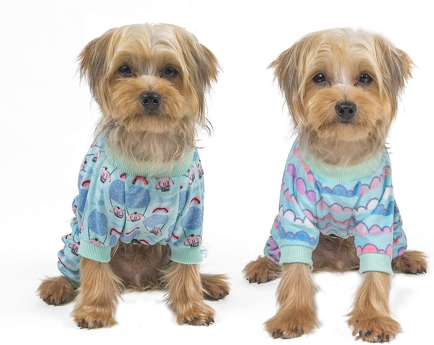 Cutebone Warm Dog Pajamas 2 Pack Cute Onesie for Medium Sized Dogs Boys&Girls Puppy Clothes Animals & Pet Supplies > Pet Supplies > Dog Supplies > Dog Apparel CuteBone Hot air balloon&clouds (Pack of 2) XL(Chest Girth20’’-20.5’’ Back Length16’’-16.5’’)