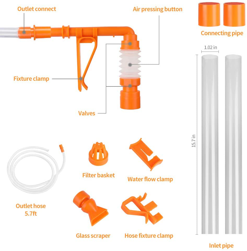 Allnice Aquarium Gravel Cleaner Fish Tank Cleaner Siphon Vacuum Pump with Air-Pressing Button and Water Flow Controller, Great for Water Changing Sand Washing Gravel Cleaning Animals & Pet Supplies > Pet Supplies > Fish Supplies > Aquarium Gravel & Substrates Allnice