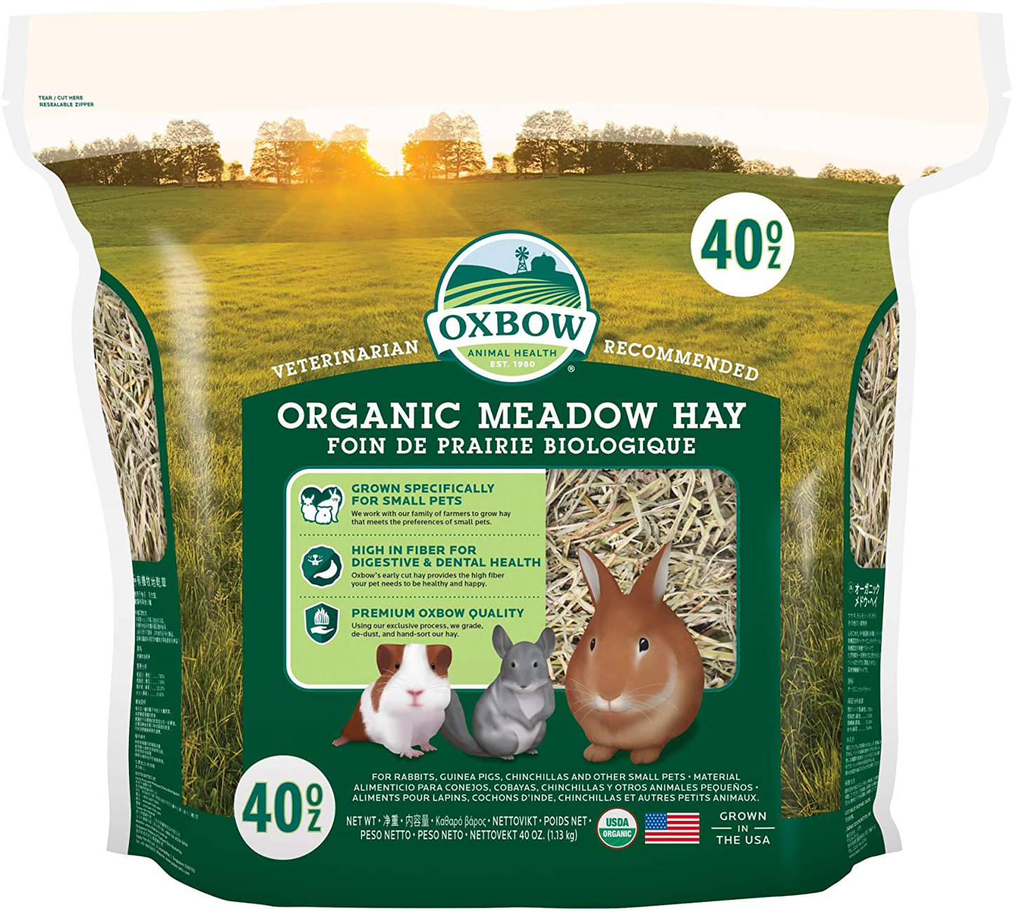Oxbow Animal Health Organic Meadow Hay - All Natural Hay for Rabbits, Guinea Pigs, Chinchillas, Hamsters & Gerbils Animals & Pet Supplies > Pet Supplies > Small Animal Supplies > Small Animal Food Oxbow 2.5 Pound (Pack of 1)