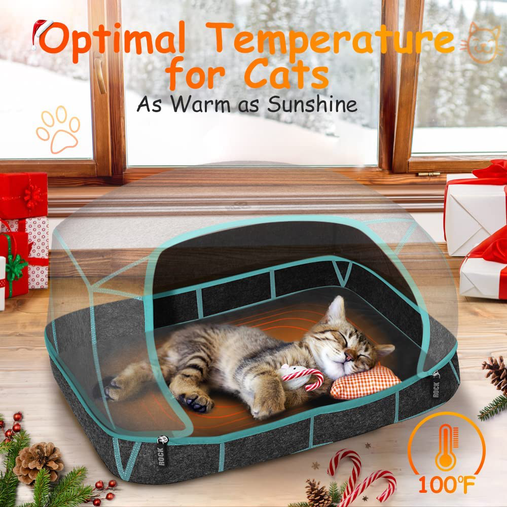 CAT Care Cat Cave Bed - Cat Caves for Indoor, Removable Zipper Cave Design, Soft Graphene Warm Cushion, Scratch-Resistant Collapsible Washable Suitable for Indoor Cats Animals & Pet Supplies > Pet Supplies > Cat Supplies > Cat Beds DOG CARE