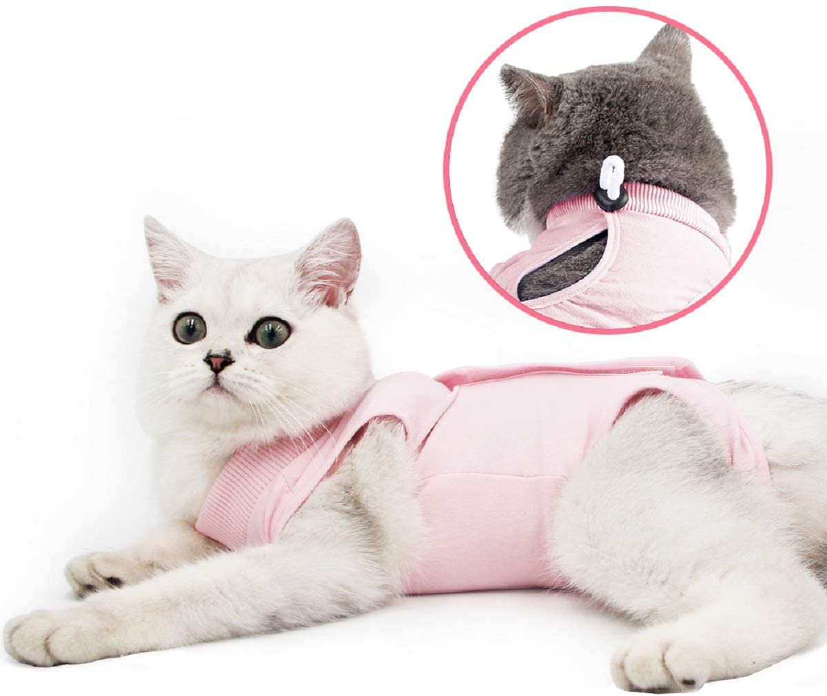 Ouuonno Cat Wound Surgery Recovery Suit for Abdominal Wounds or Skin Diseases, after Surgery Wear, Pajama Suit, E-Collar Alternative for Cats Animals & Pet Supplies > Pet Supplies > Cat Supplies > Cat Apparel oUUoNNo Pink S