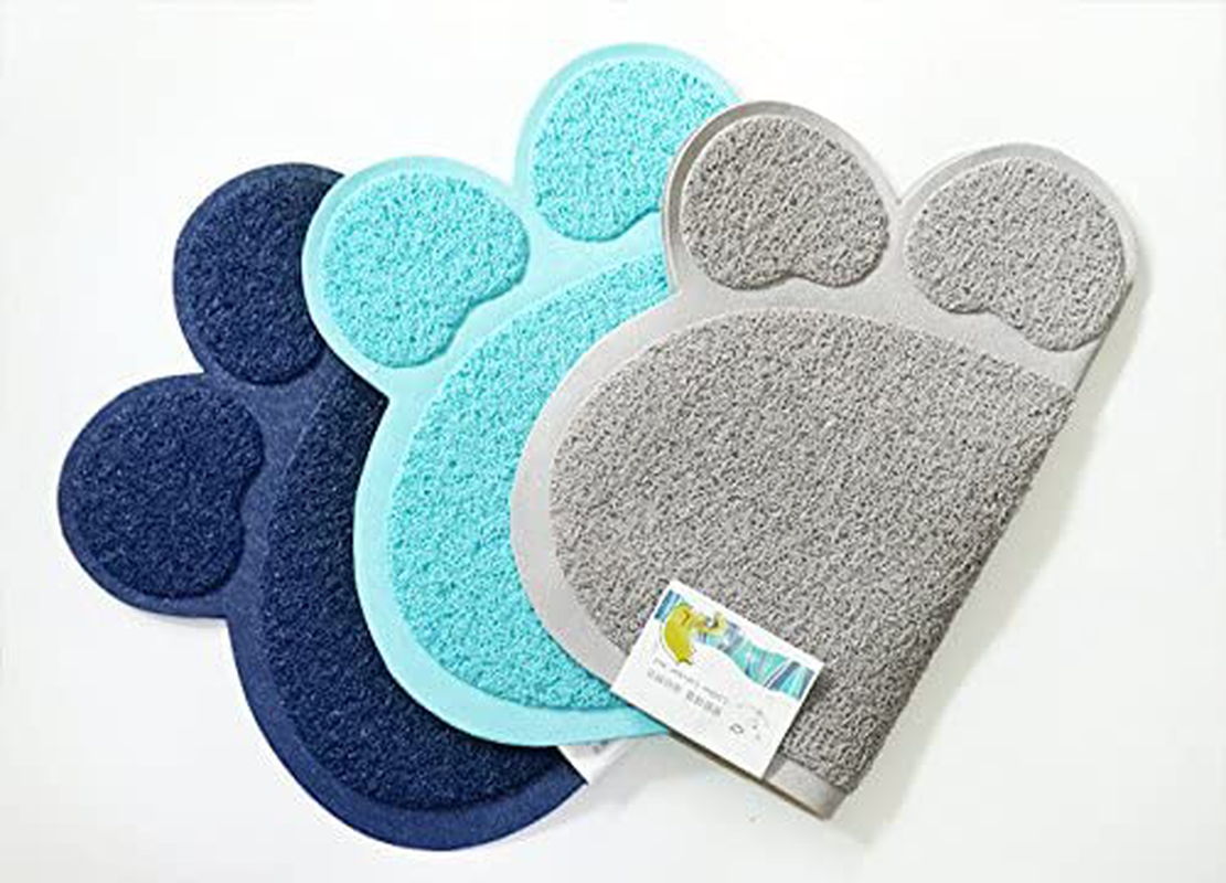 Shirley&Linda Cat Litter Box Mat, Dogs Pets Cats Food Feeding Bowl Mats, Foot Print Design,23.62’'X17,72' (Navy Blue,Dark Blue) Animals & Pet Supplies > Pet Supplies > Cat Supplies > Cat Litter Box Mats Shirley&Linda