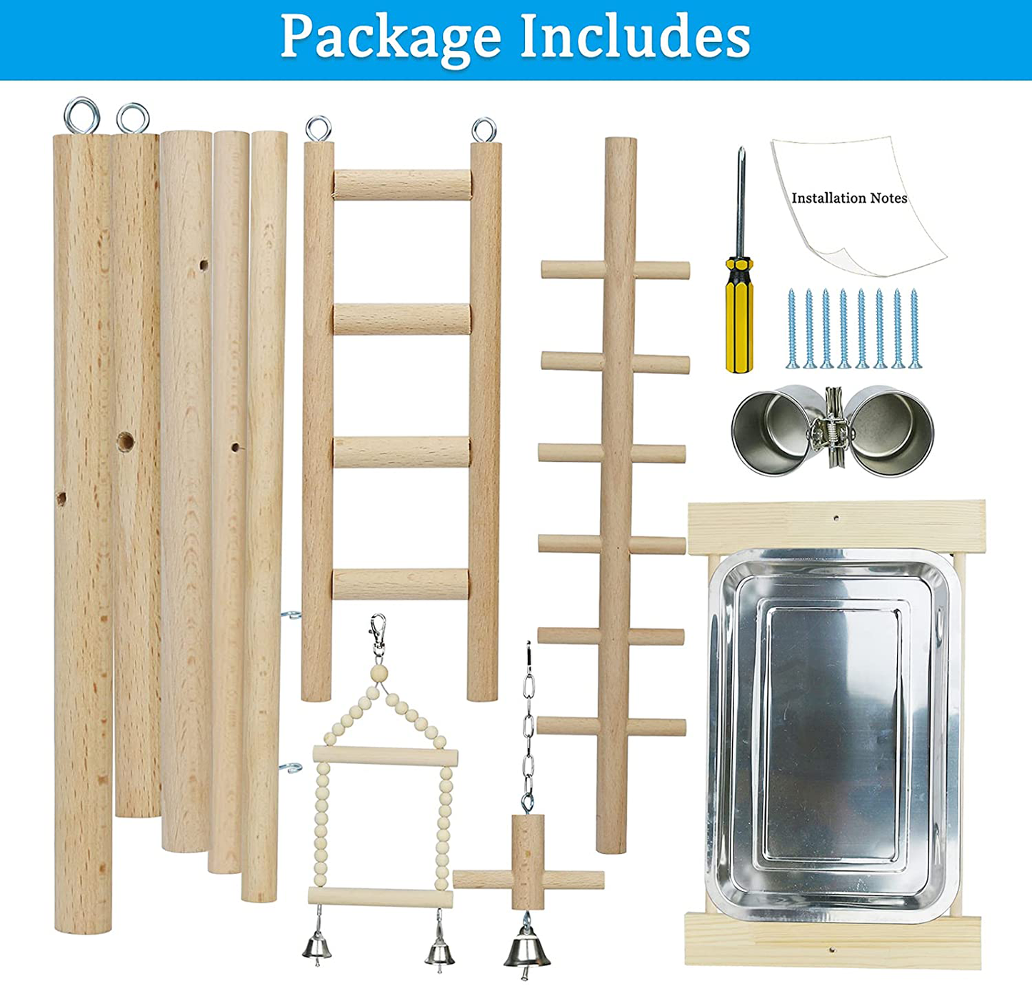 Lilithye Natural Wood Bird Playground Parrot Bird Stand Playstand for Cockatiel Conures Parakeet Parrots,Cage Top Bird Playground,Bird Tabletop Playstand Animals & Pet Supplies > Pet Supplies > Bird Supplies > Bird Gyms & Playstands Lilithye