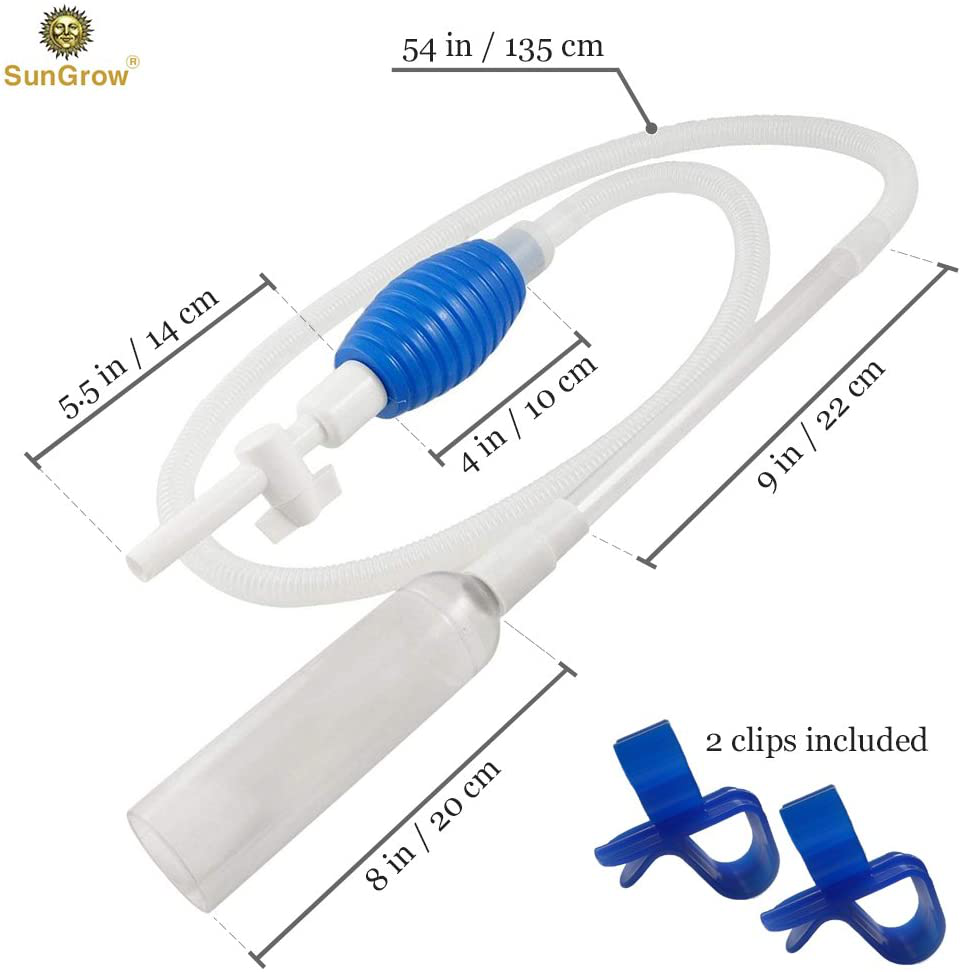 Aquarium Gravel Cleaner with Clips, Quick & Easy Assembly, Long Nozzle Manual Water Pump, Great for Frequent Water Changes, Fish Tank Cleaning Kit for Saltwater and Freshwater Animals & Pet Supplies > Pet Supplies > Fish Supplies > Aquarium Gravel & Substrates SunGrow