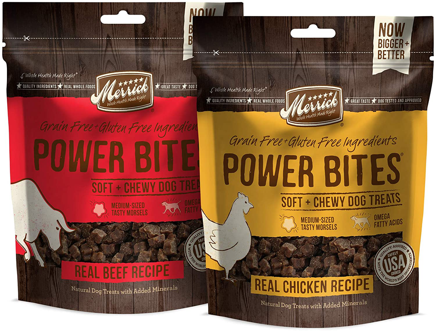 Merrick Power Bites Natural Grain Free Gluten Free Soft & Chewy Chews Dog Treats Animals & Pet Supplies > Pet Supplies > Small Animal Supplies > Small Animal Treats Merrick Bundle | Power Bites Chicken + Beef 6 Ounce (Pack of 2)