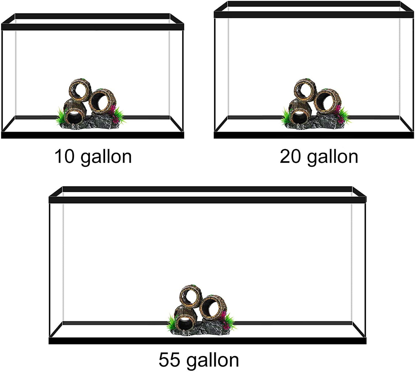 UNEAK - Aquarium Decorations Three Stacked Broken Barrels Fish Tank Decoration Ornament Landscaping over Rocks Cave Saltwater Freshwater Small & Medium Fish Garden Pond Ornaments Resin Animals & Pet Supplies > Pet Supplies > Fish Supplies > Aquarium Decor UNEAK