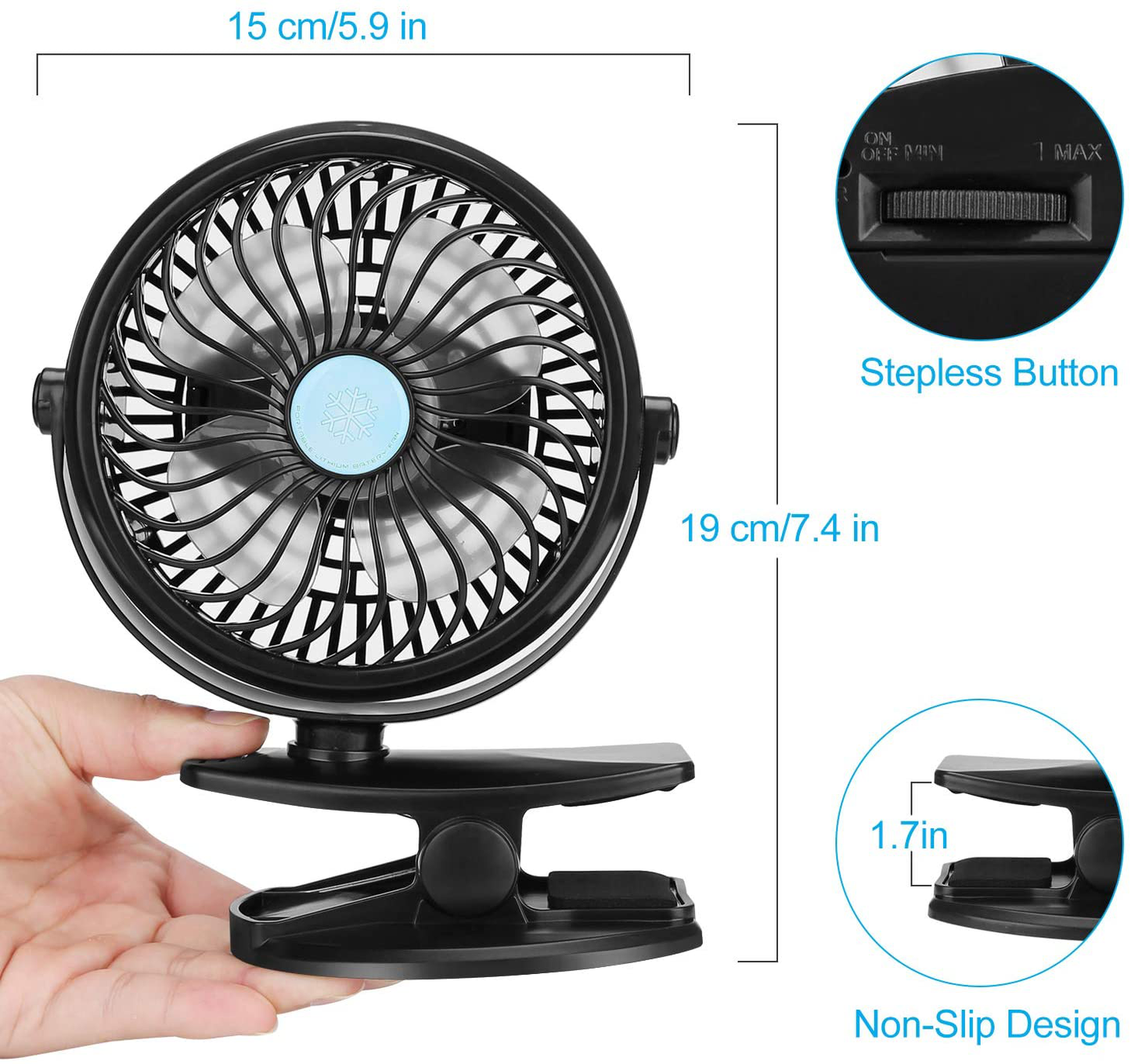 Tripole Clip on Fan Stroller Fan Battery Operated Portable Fan Stepless Speed 360 Degree Rotation Small Desk Fan with Strong Clamp Personal Table Fan for Baby Crib Treadmill Car Animals & Pet Supplies > Pet Supplies > Dog Supplies > Dog Treadmills TriPole