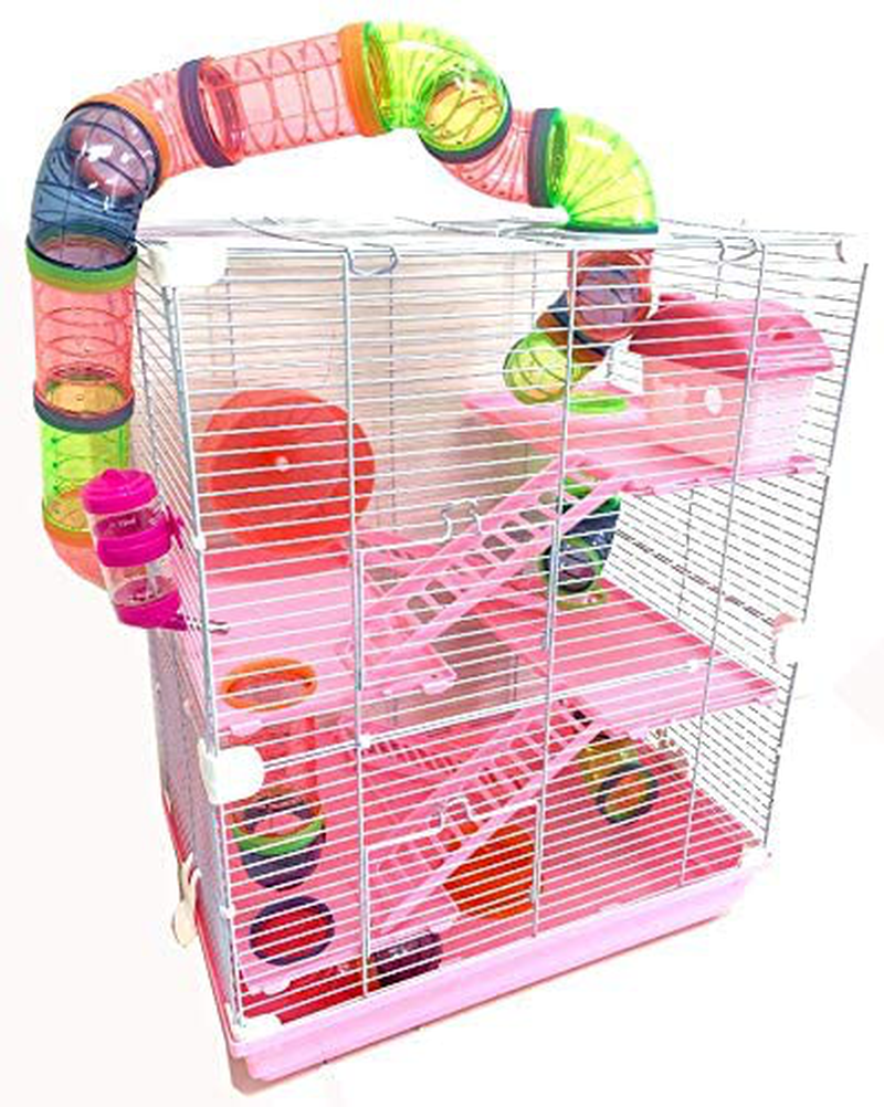 New 2/3/5-Levels Hamster Habitat Rodent Gerbil Mouse Mice Rats Animal Critter Cage Animals & Pet Supplies > Pet Supplies > Small Animal Supplies > Small Animal Habitats & Cages Mcage Pink/White