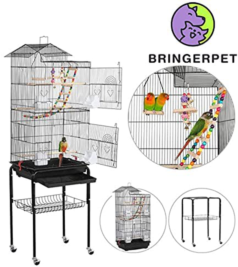 Bringerpet Large Bird Cage with Stand, Cage Parrot, Cockatiel, Finches, Lovebirds Animals & Pet Supplies > Pet Supplies > Bird Supplies > Bird Cages & Stands BRINGERPET