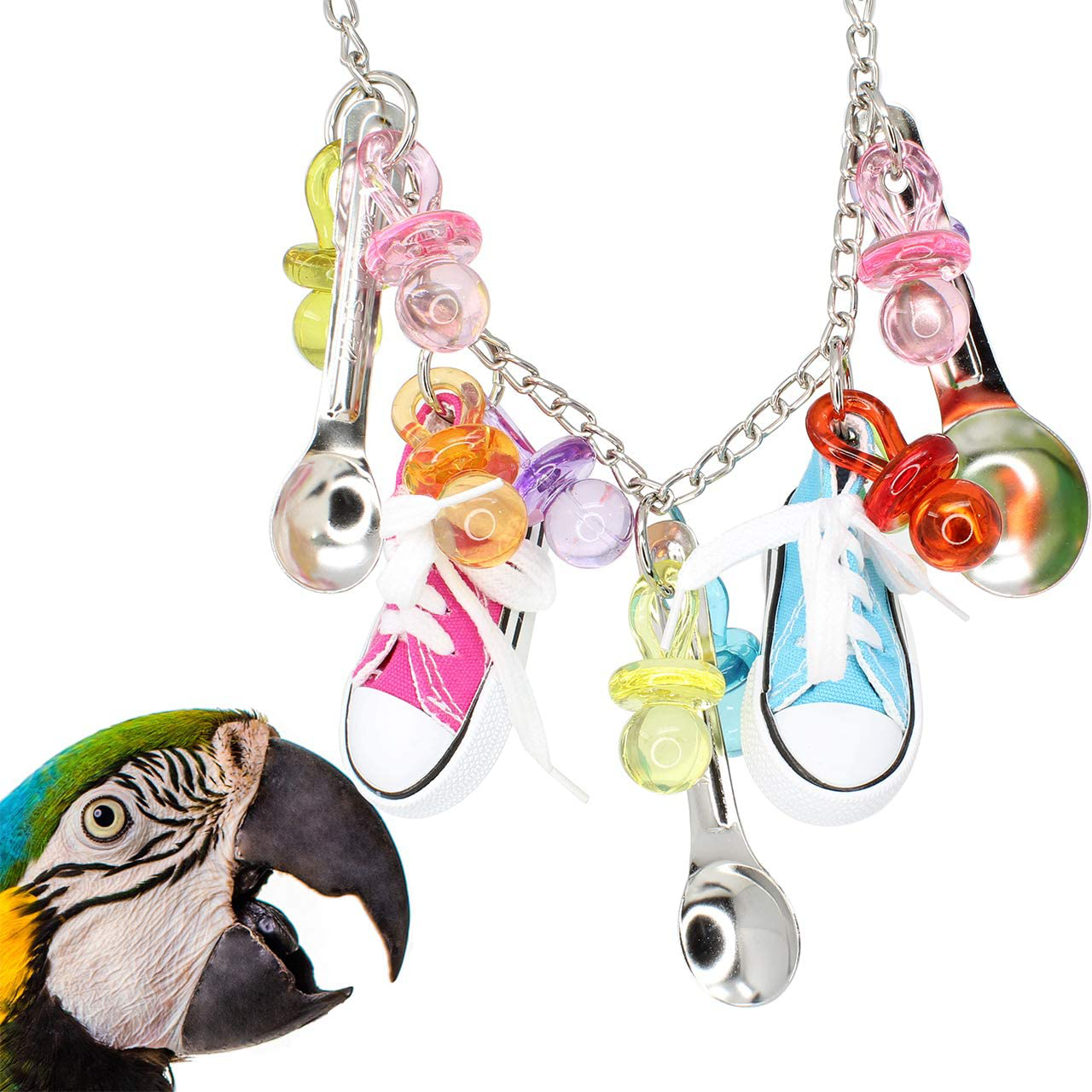 Bonka Bird Toys 1340 Sneaker Delight Stainles Steel Acrylic Pacifier Colorful Parrot Macaw Animals & Pet Supplies > Pet Supplies > Bird Supplies > Bird Toys Bonka Bird Toys
