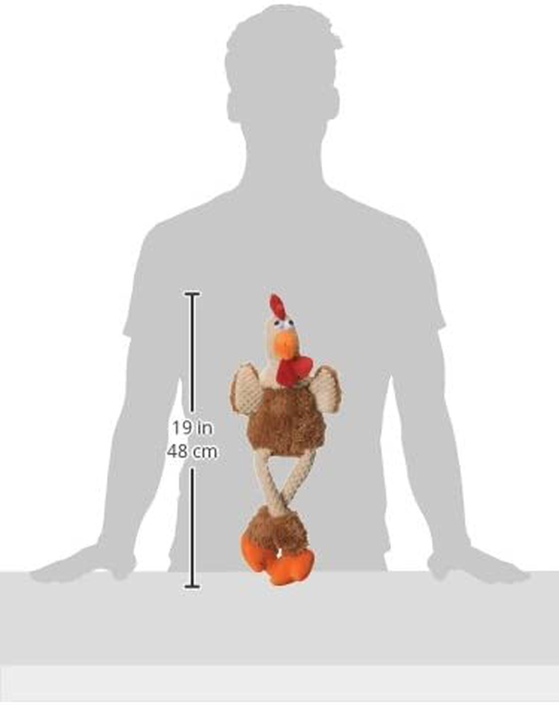 Godog Checkers Skinny Rooster with Chew Guard Technology Tough Plush Dog Toy,Brown, Large Animals & Pet Supplies > Pet Supplies > Dog Supplies > Dog Toys goDog