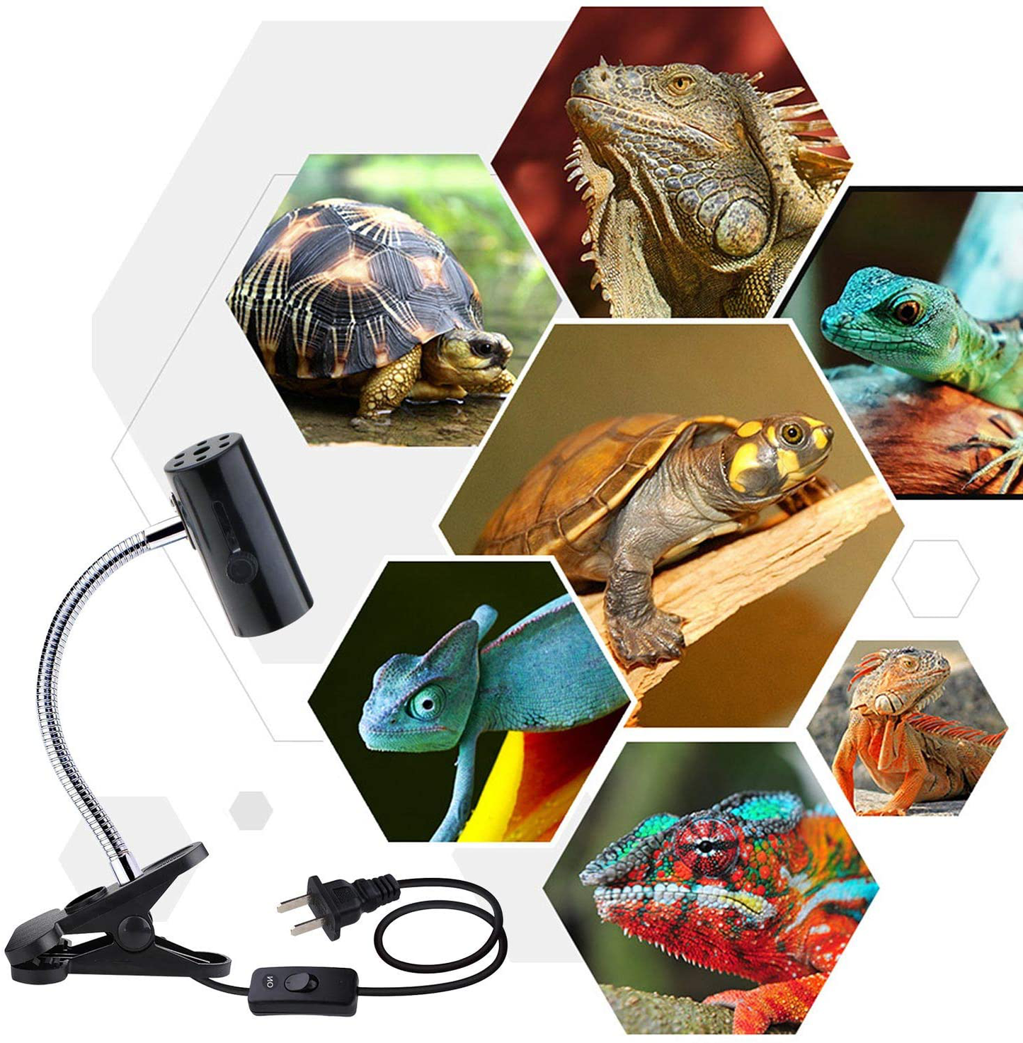 HANJION Reptile Lamp Holder,360-Degree Rotating Adjustable Clamp Lamp Fixture Heat Lamps Holder Stand for Pet Habitat (Not Included Bulb) Animals & Pet Supplies > Pet Supplies > Reptile & Amphibian Supplies > Reptile & Amphibian Habitat Heating & Lighting HANJION
