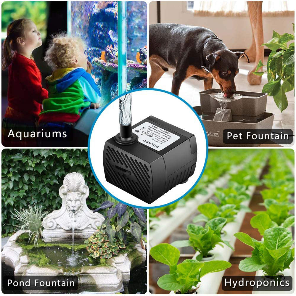PULACO 2 Pcs Mini Submersible Water Pump (95GPH 5W) for Aquarium Fish Tank, Pond, Fountain, Hydroponics Animals & Pet Supplies > Pet Supplies > Fish Supplies > Aquarium & Pond Tubing PULACO