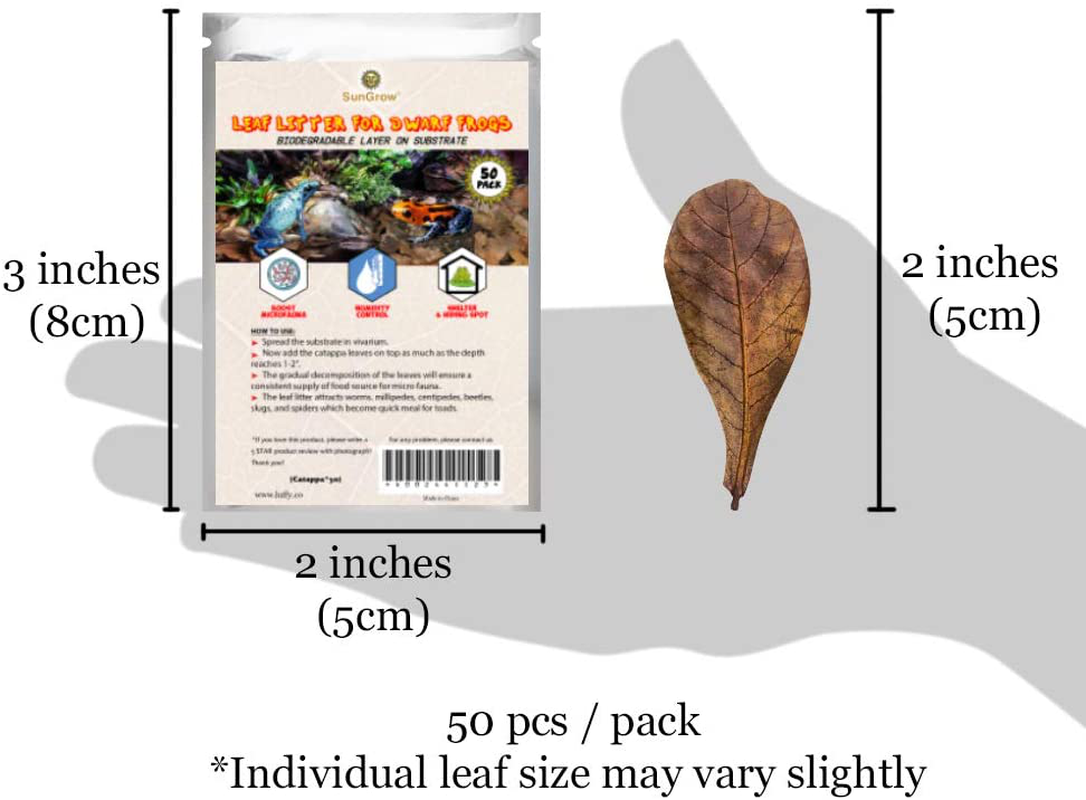 Sungrow Dwarf Frog Leaf Litter, Mini Leaves for Microfauna, Provides Shelter and Ph of Substrate Animals & Pet Supplies > Pet Supplies > Reptile & Amphibian Supplies > Reptile & Amphibian Substrates SunGrow