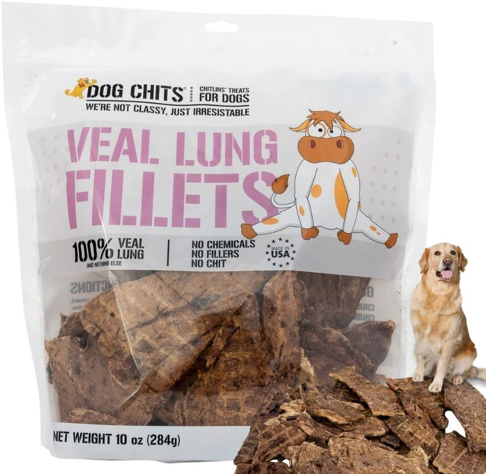 Dog Chits Lamb, Bison or Veal Lung Fillets for Dogs - Dog and Puppy Chews, Huge Bag, Made in USA, All-Natural Treats, Crispy Not Crumbly, Large and Small Dogs, Flavor Dogs Love Animals & Pet Supplies > Pet Supplies > Dog Supplies > Dog Treats Dog Chits Veal